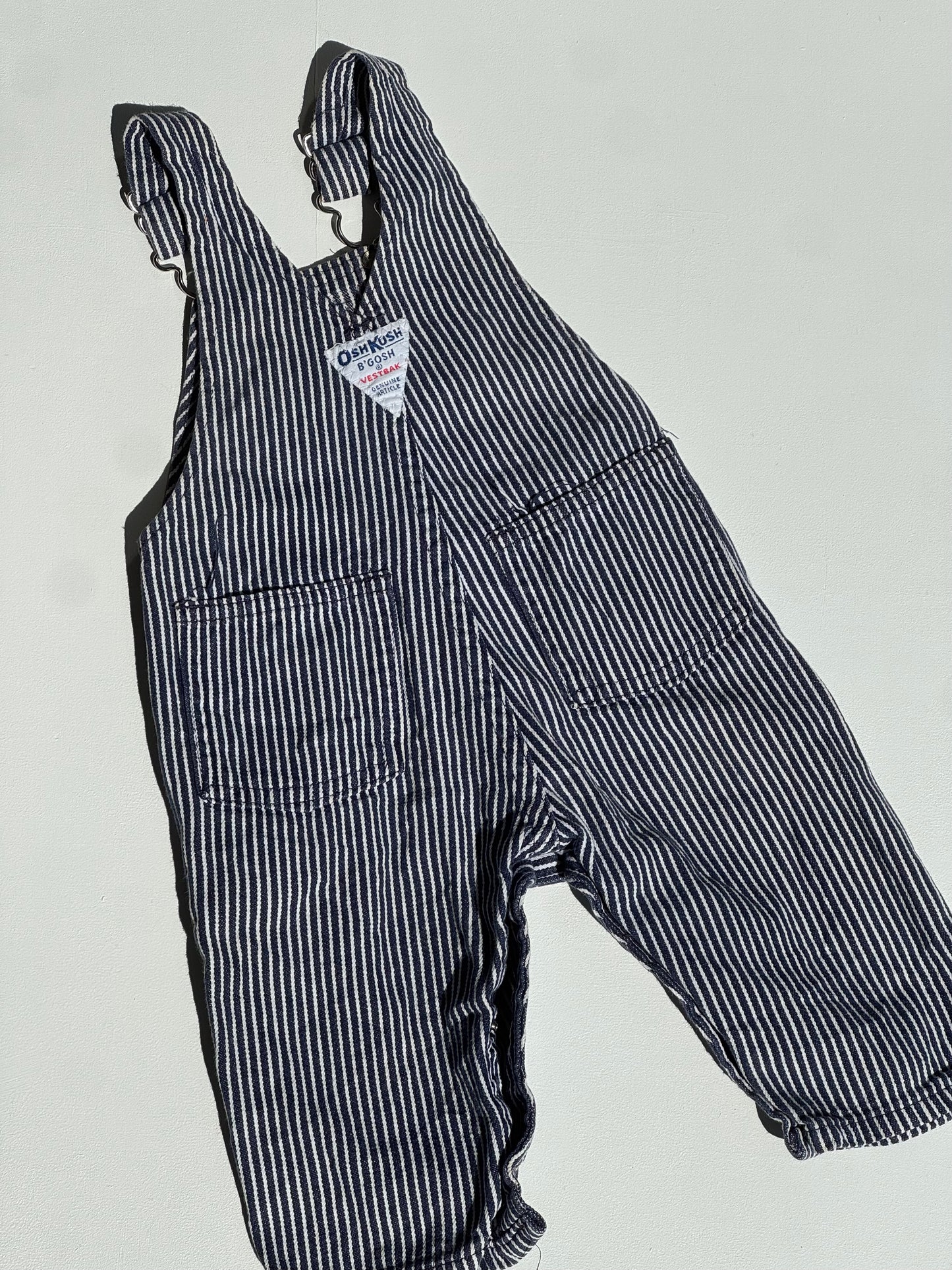 navy stripe Oshkosh overalls - 3/6m