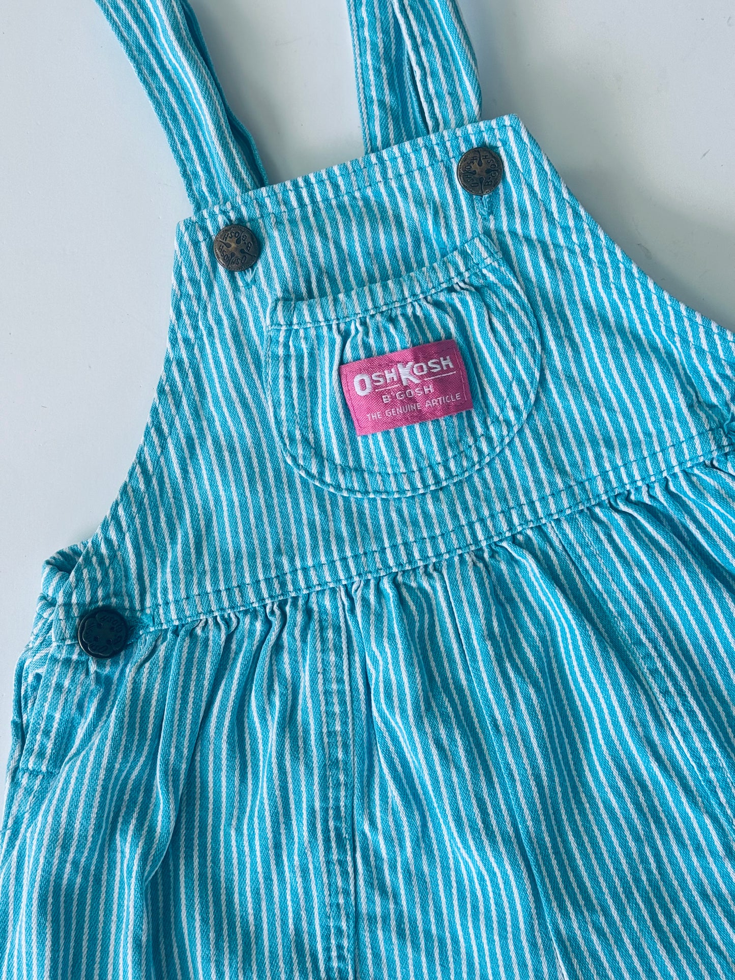 aqua stripe bubble Oshkosh overalls - 12m