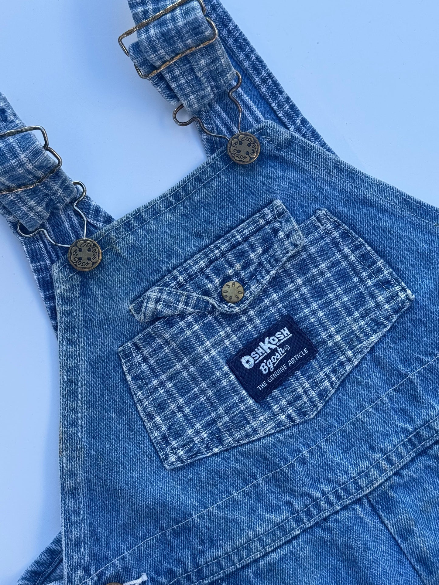 denim/check Oshkosh shortalls - 3/4Y