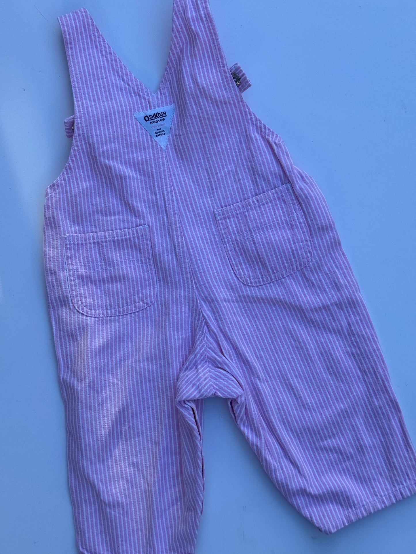 pink stripe Oshkosh overalls - 3/6m