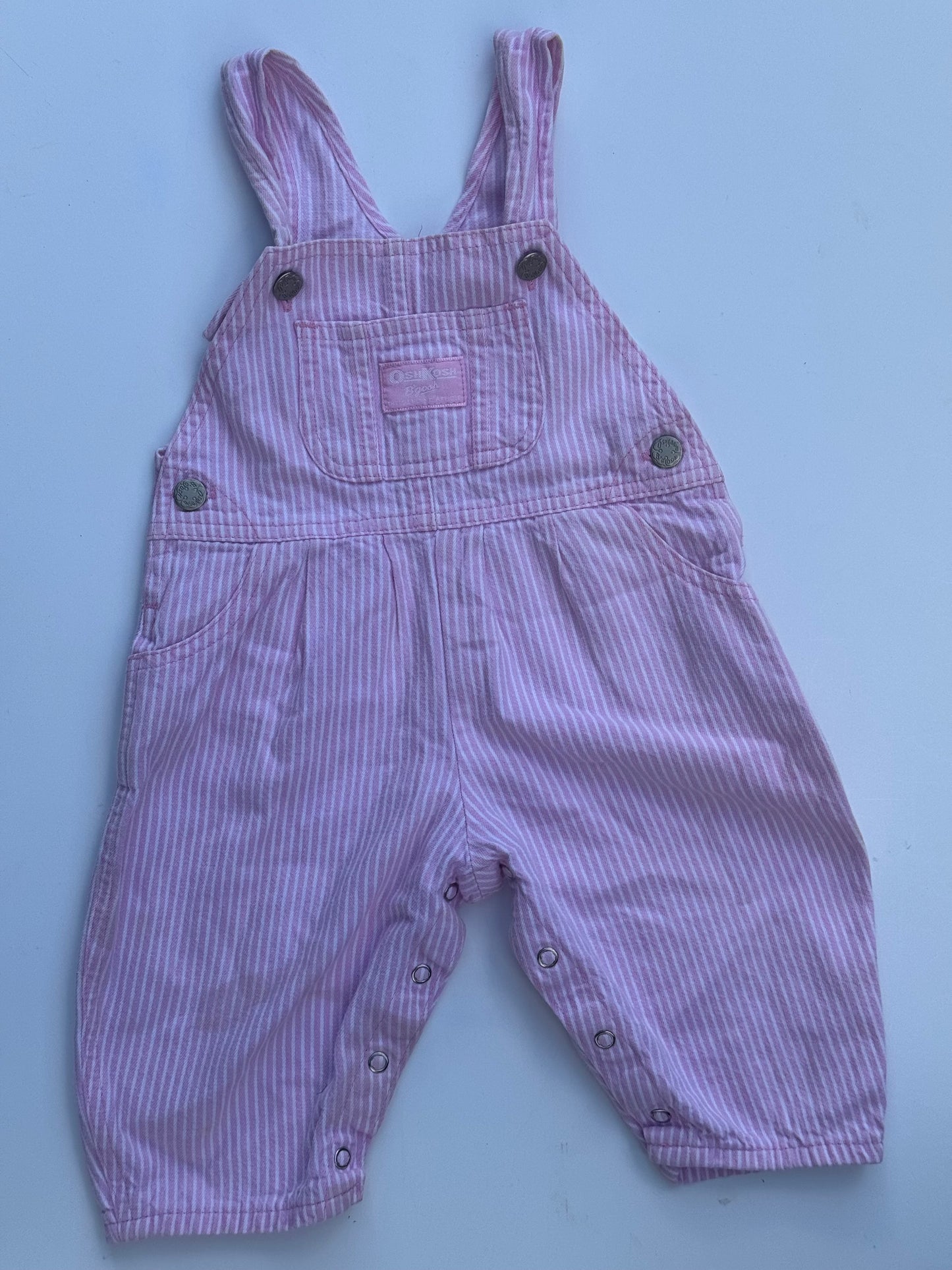 pink striped Oshkosh overalls - 6/12m