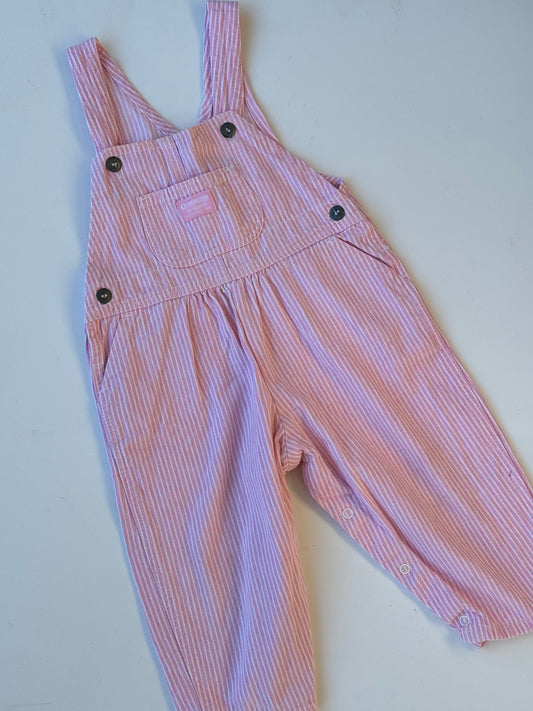 pink stripe Oshkosh overalls - 24m