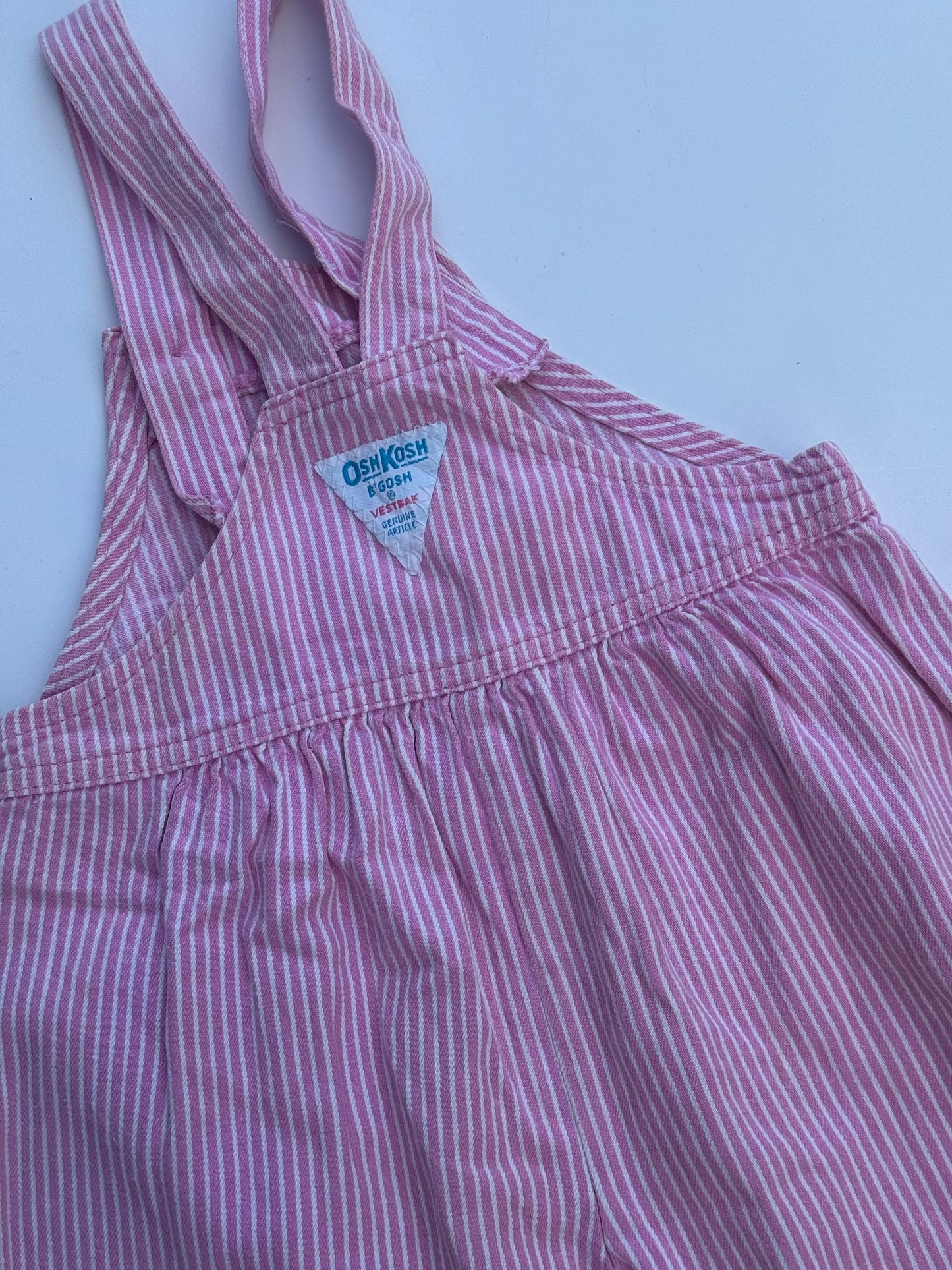 pink stripe bubble overalls - 3Y