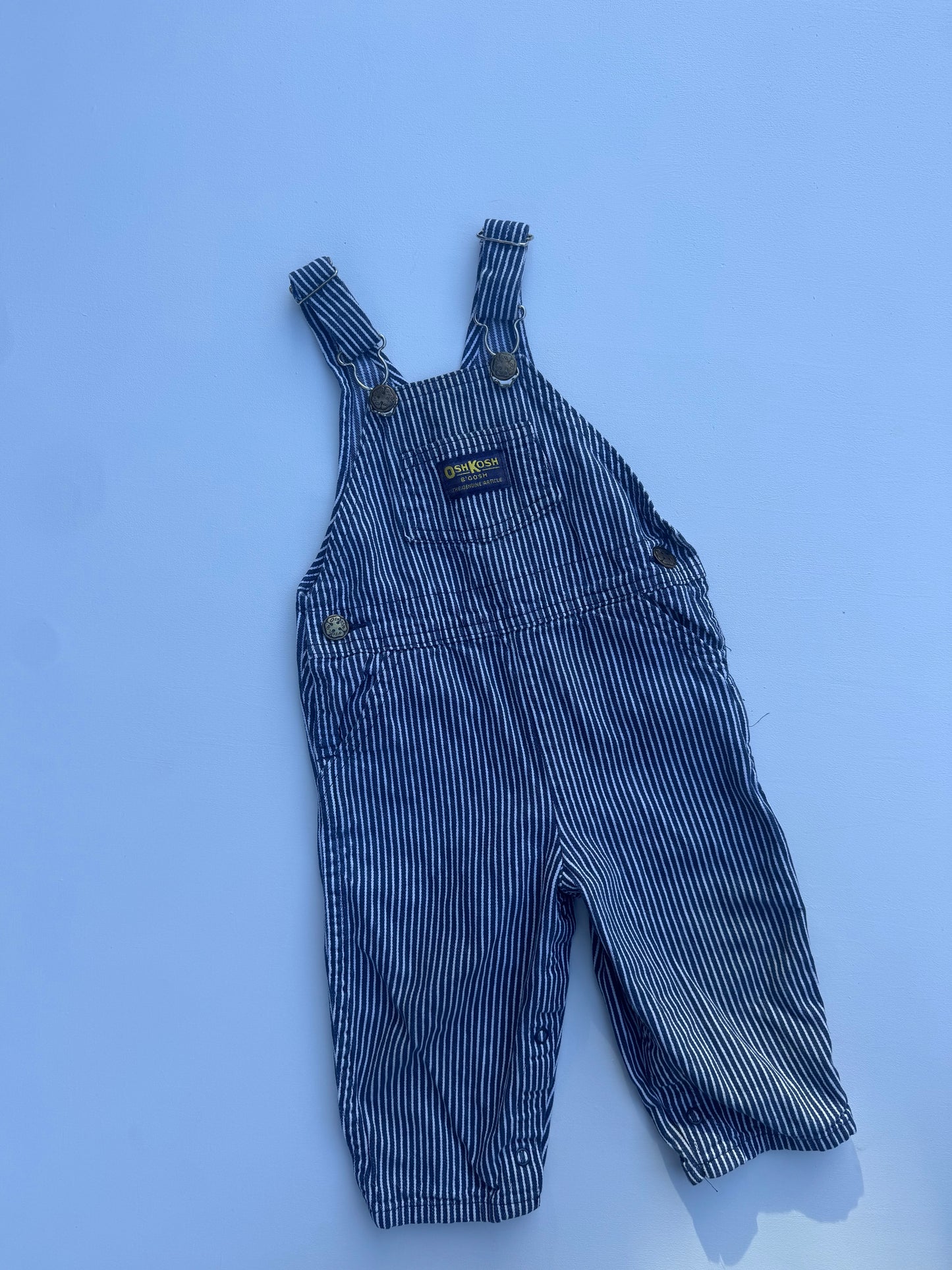 navy striped Oshkosh overalls - 6m - 18m