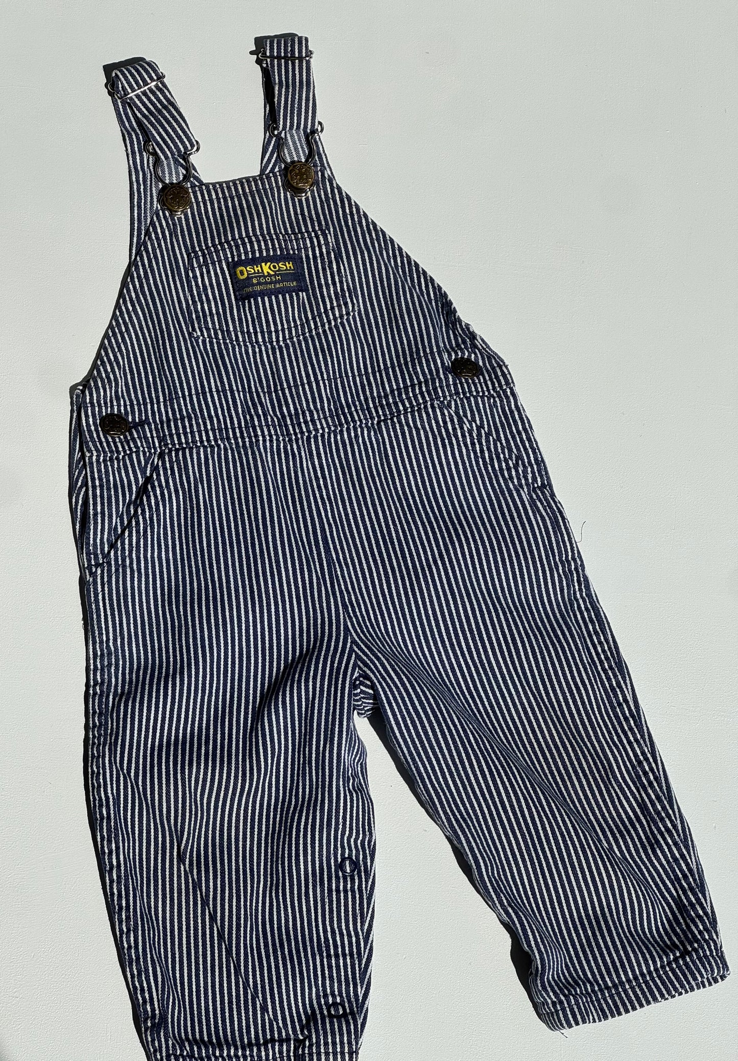 navy striped Oshkosh overalls - 6m