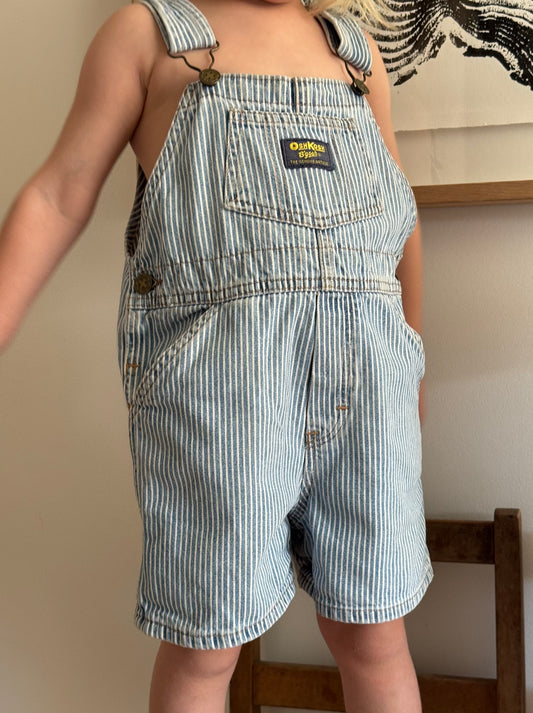 hickory stripe Oshkosh shortalls - 3Y