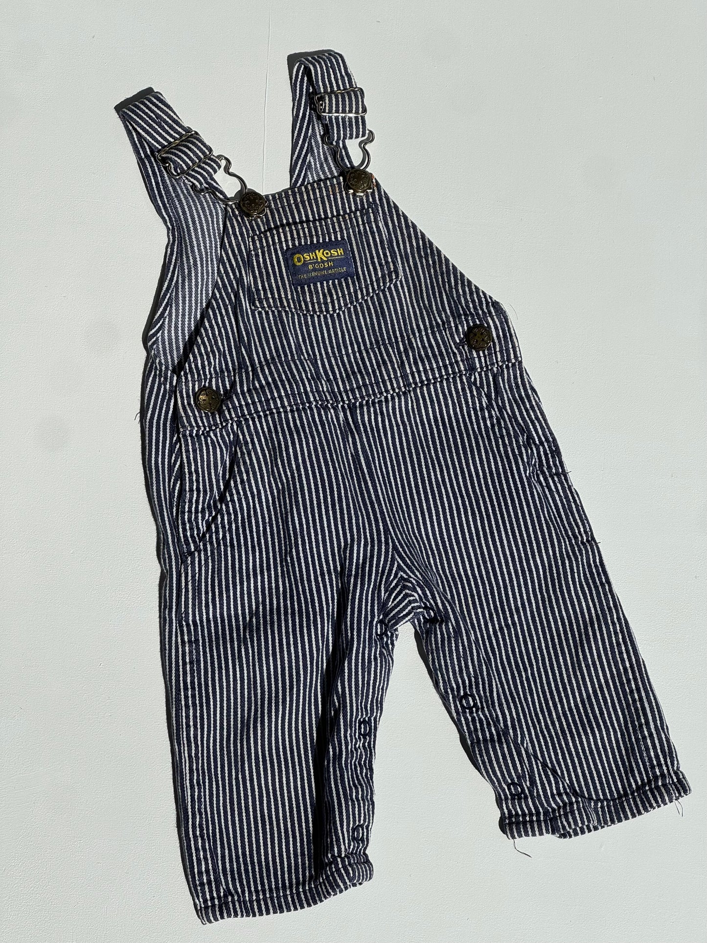 navy stripe Oshkosh overalls - 3/6m
