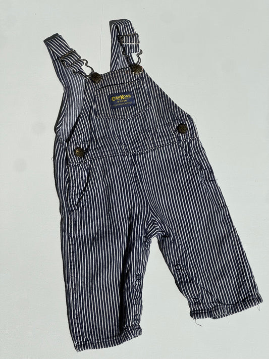 navy stripe Oshkosh overalls - 3/6m