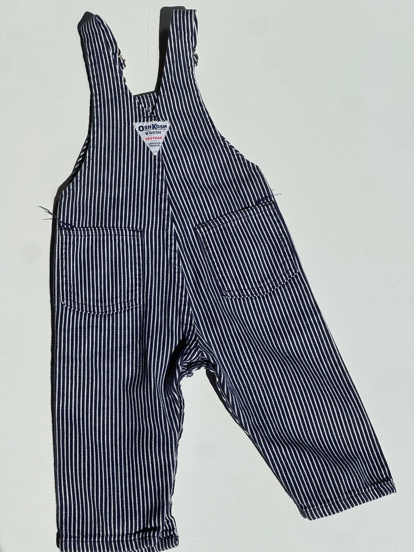 navy striped Oshkosh overalls - 6m - 18m