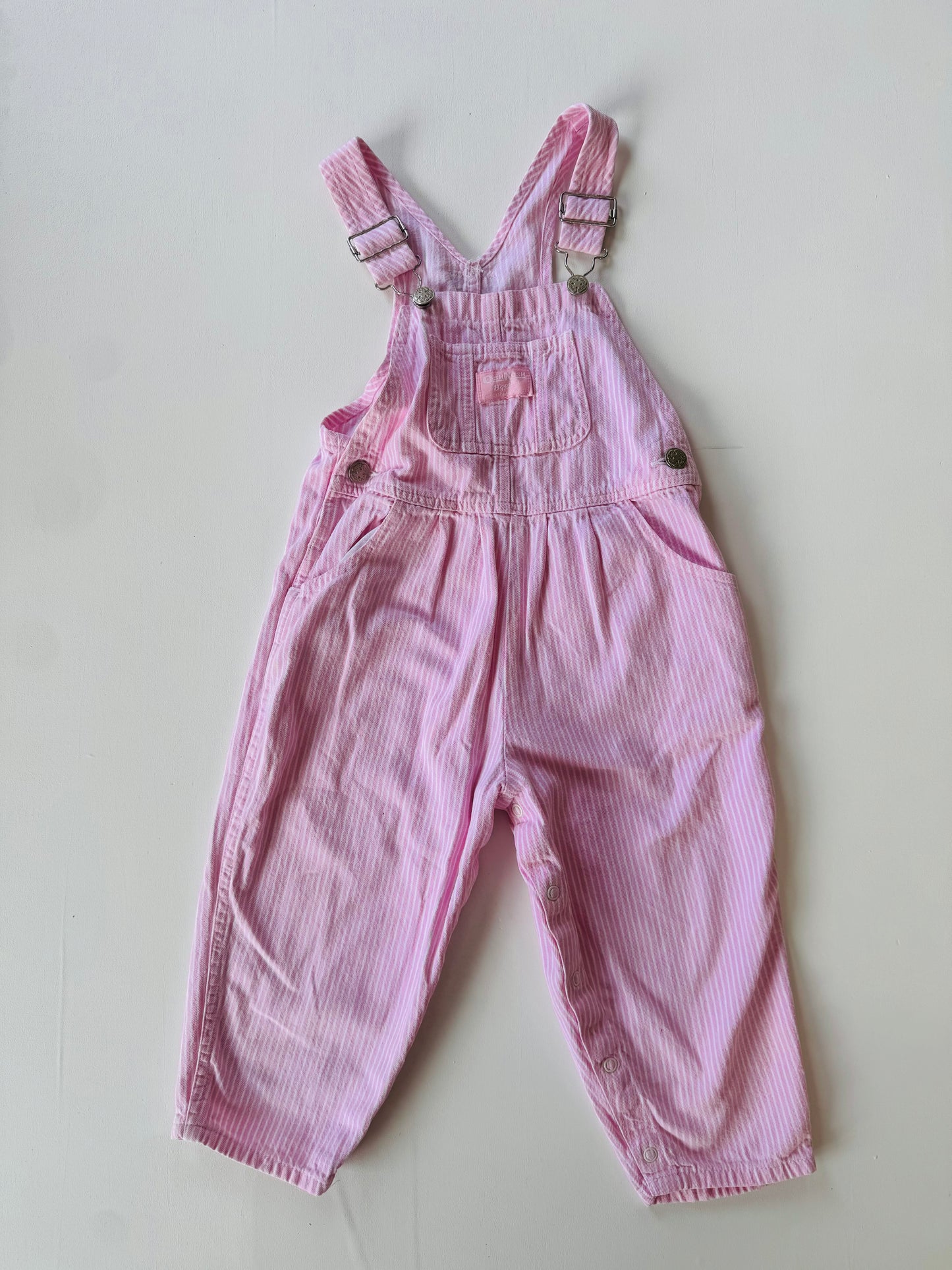 pink striped Oshkosh overalls - 3-5Y