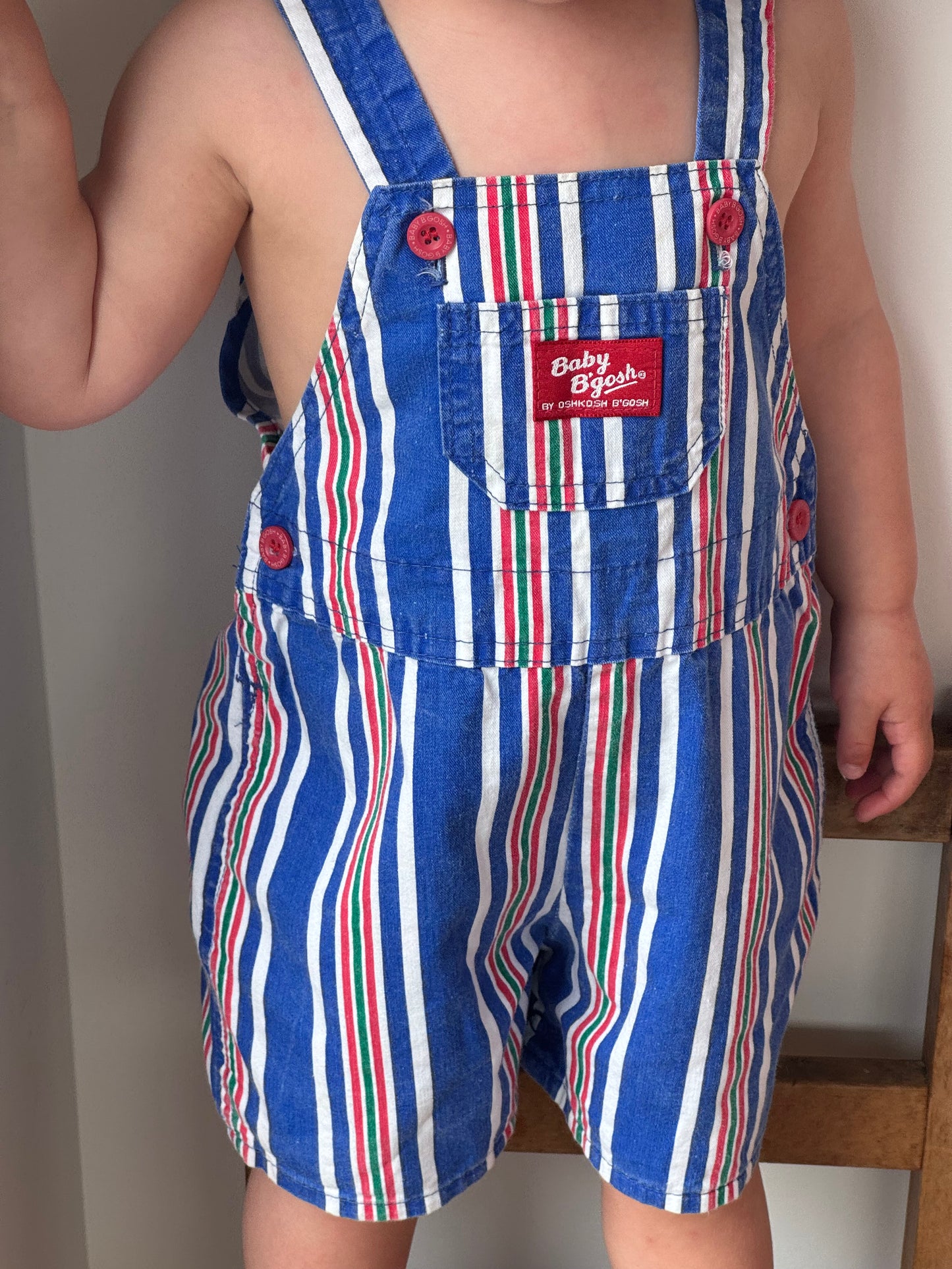 striped Oshkosh shortalls - 18m/2Y