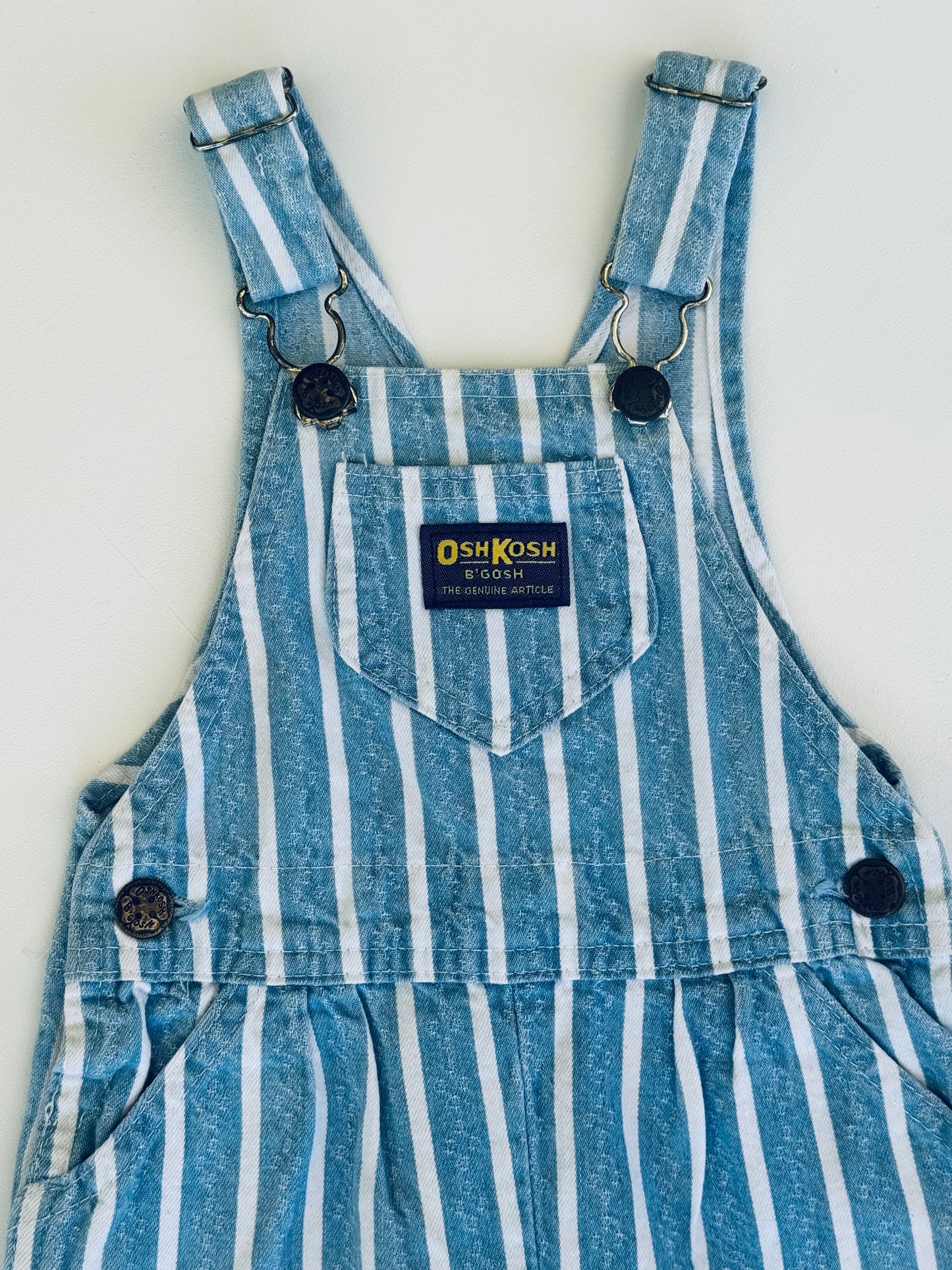 Denim stripe Oshkosh shortalls 6/12m