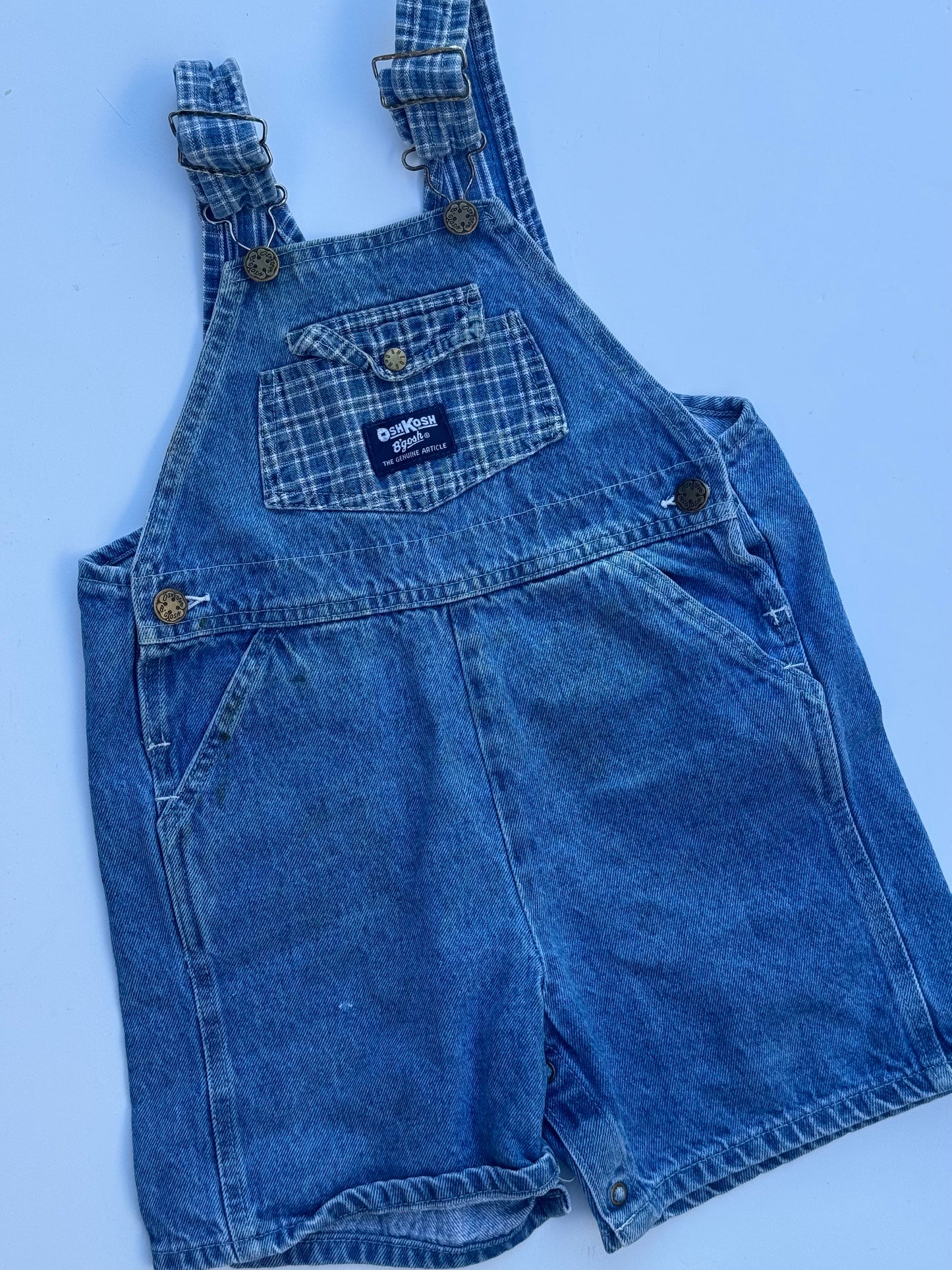 denim/check Oshkosh shortalls - 3/4Y