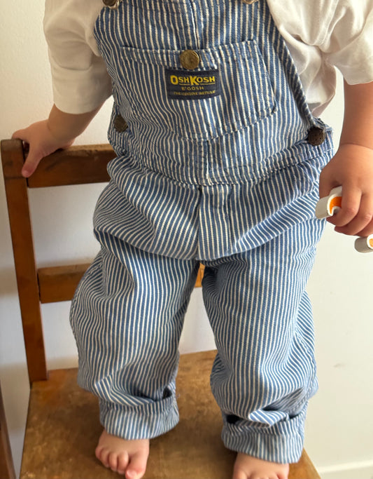 hickory stripe Oshkosh overalls - 2-4Y