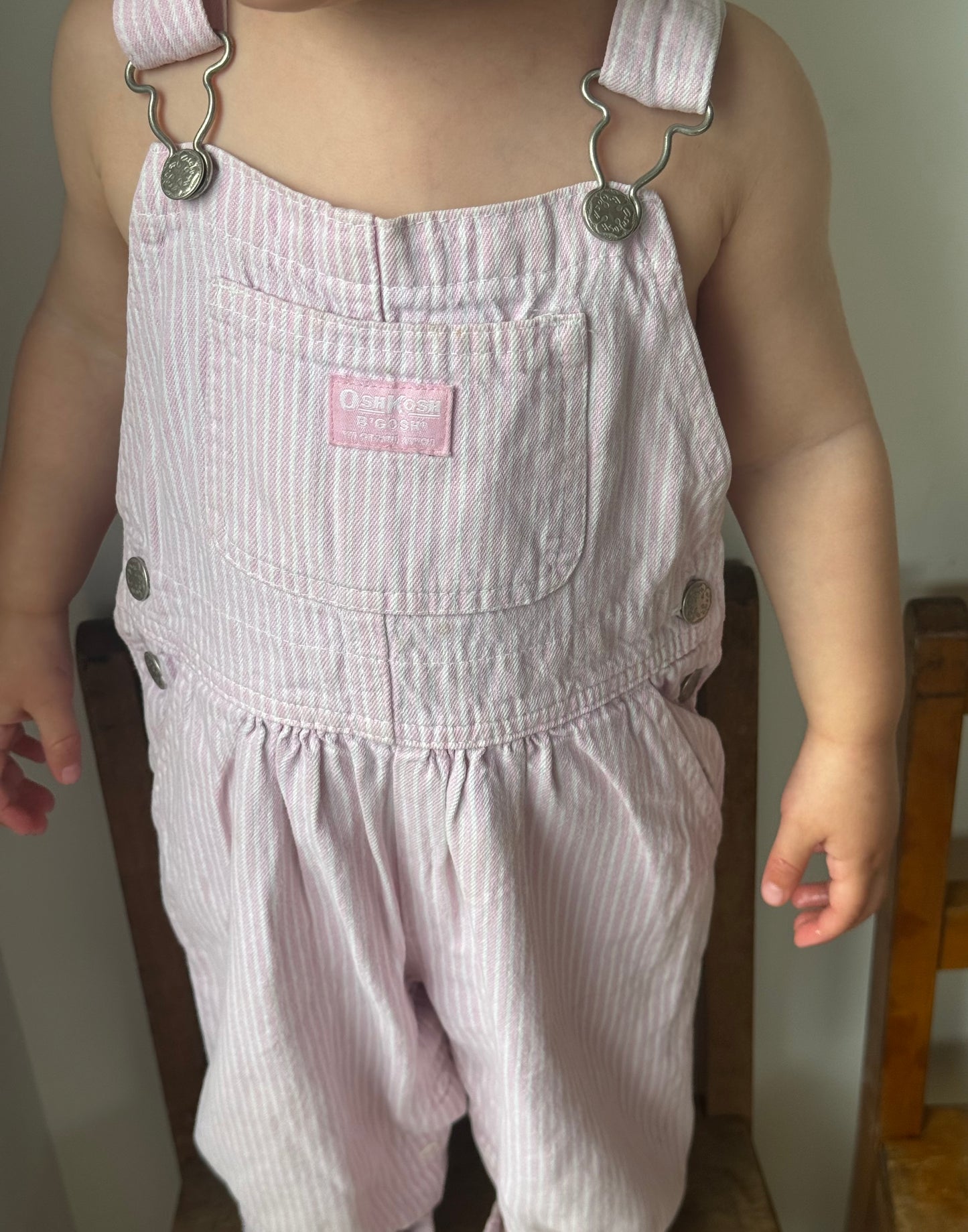 pink stripe Oshkosh overalls - 2/3Y