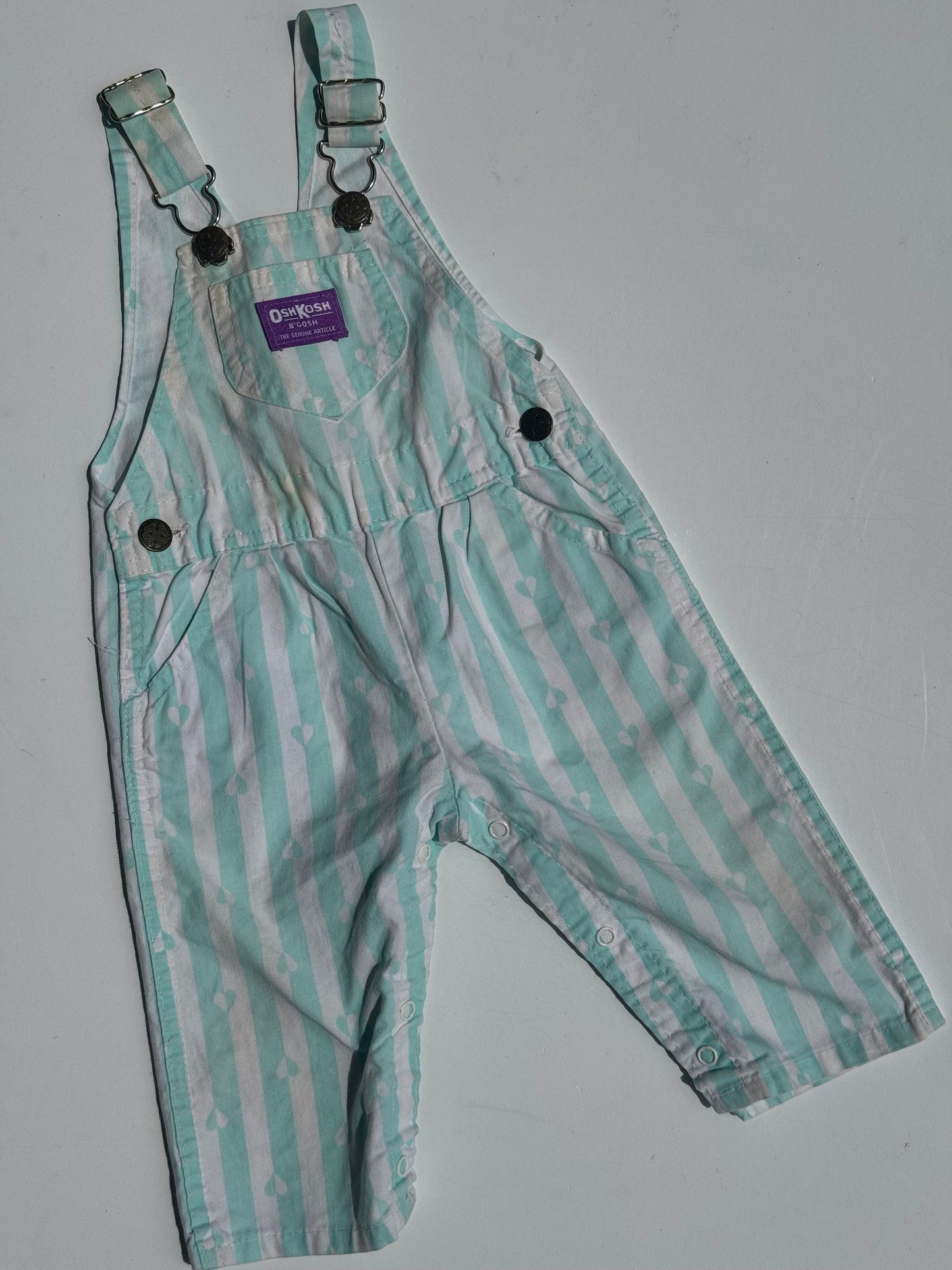 Aqua blue print Oshkosh overalls - 6-12m