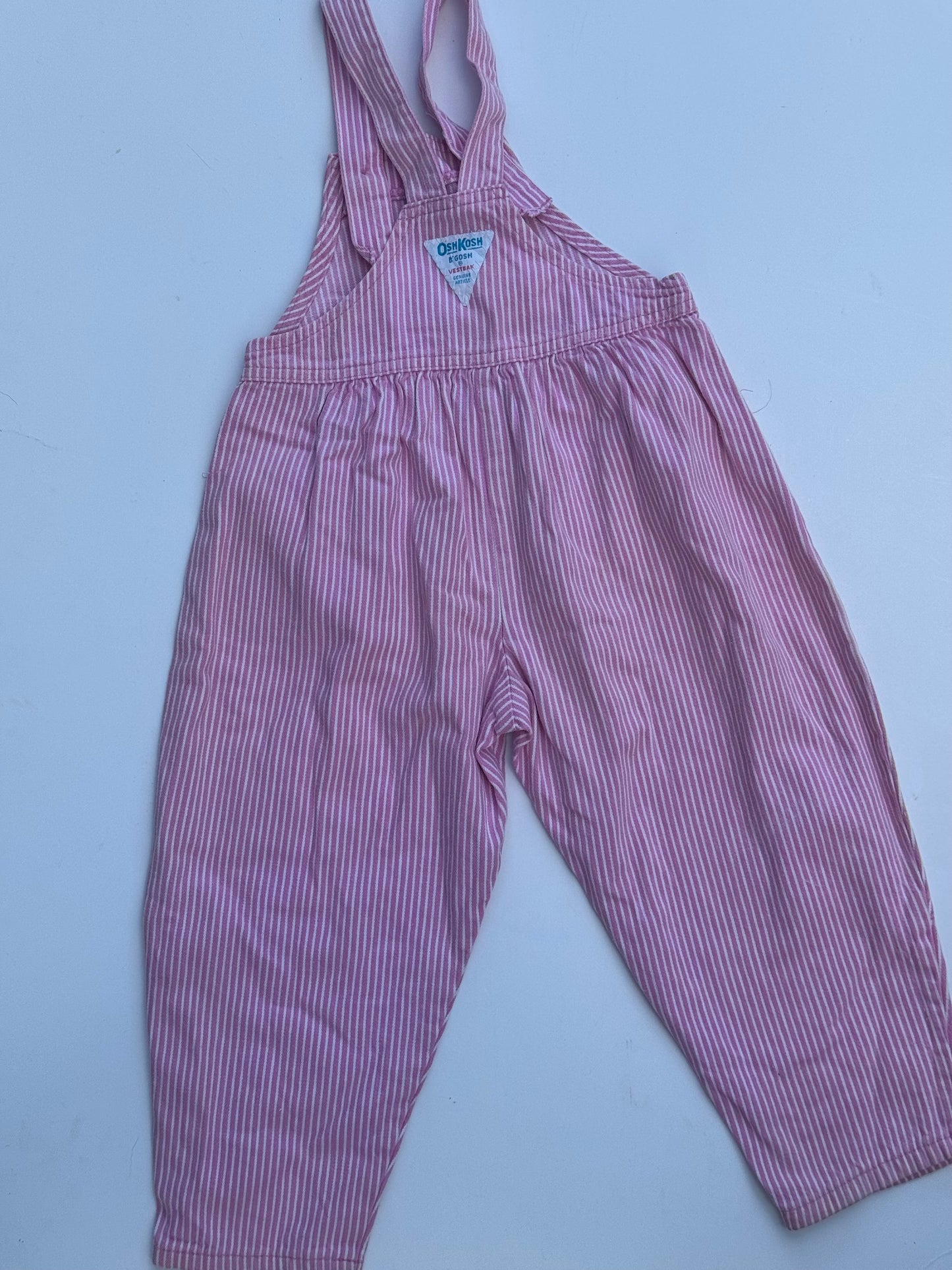 pink stripe bubble overalls - 3Y