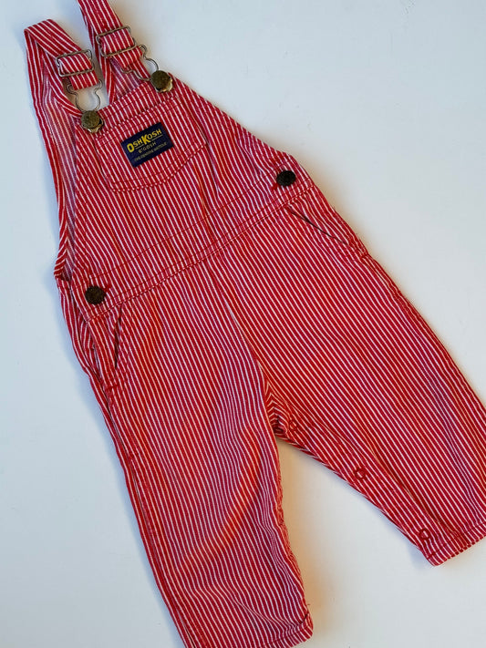 red stripe Oshkosh overalls - 12m