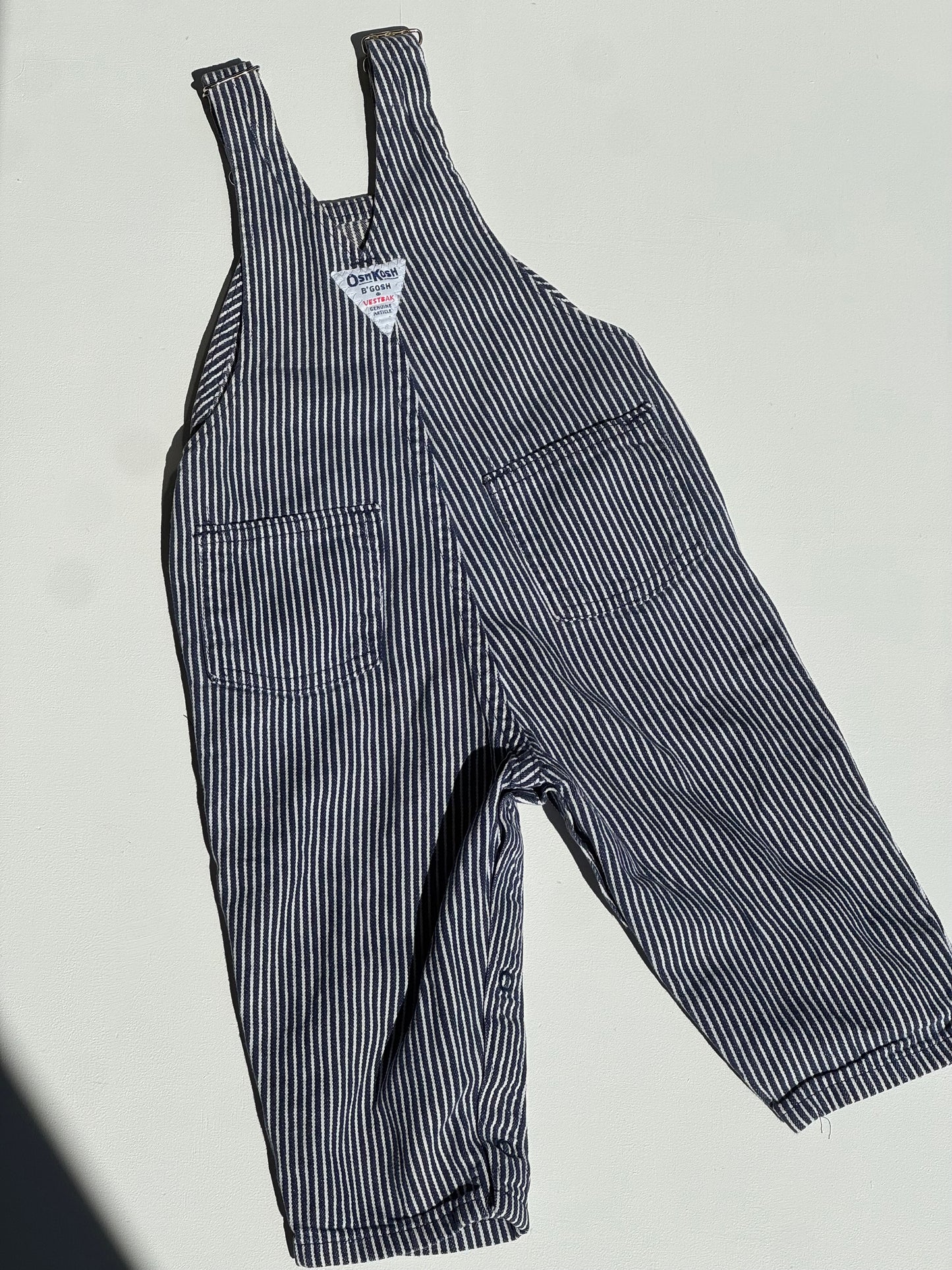 navy striped Oshkosh overalls - 6m
