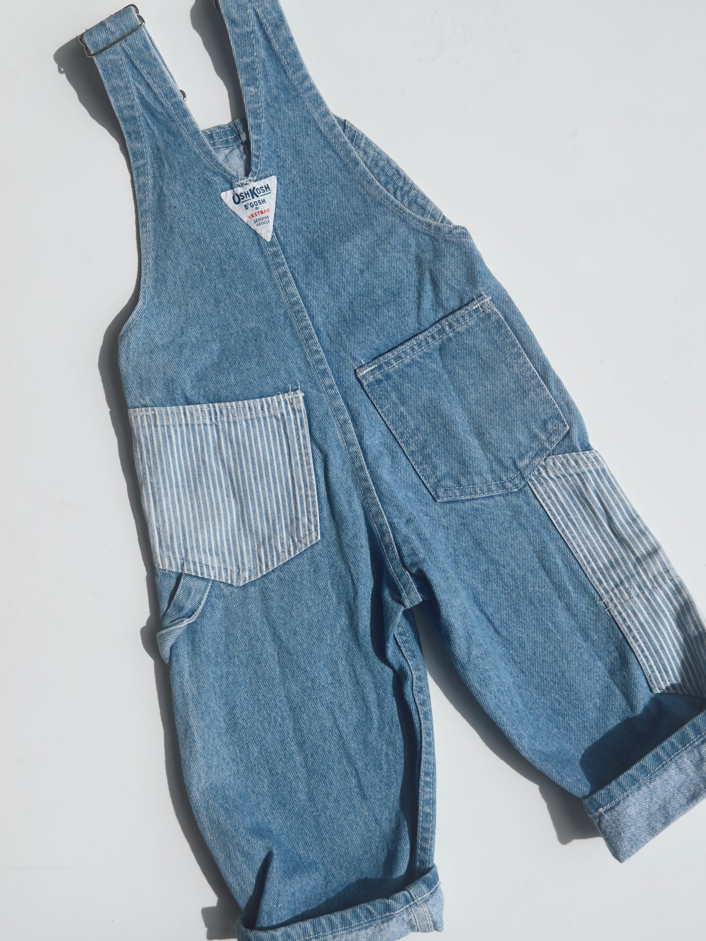 denim stripe Oshkosh overalls - 18m-3Y