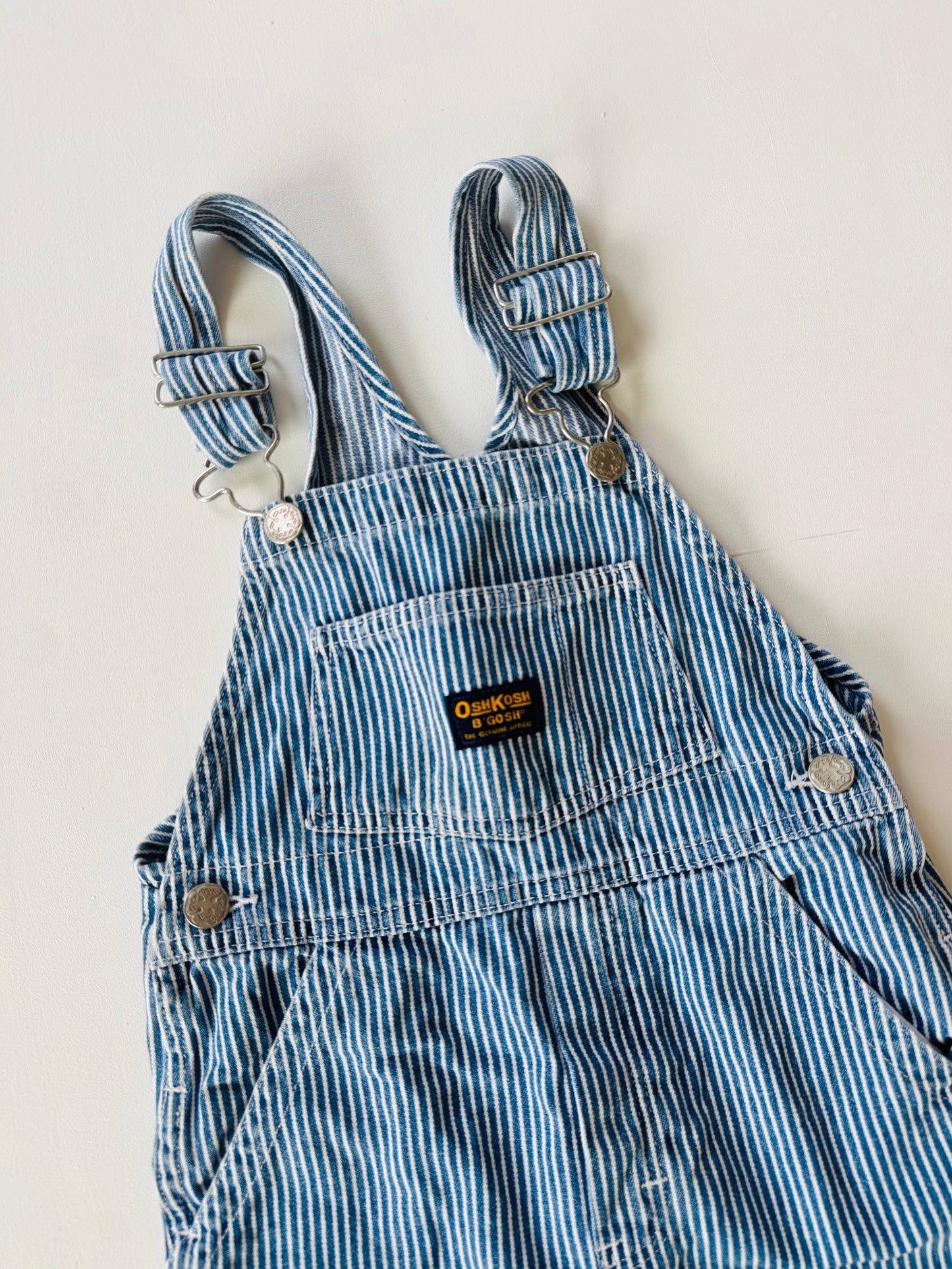denim hickory Oshkosh shortalls - 4Y - 6Y