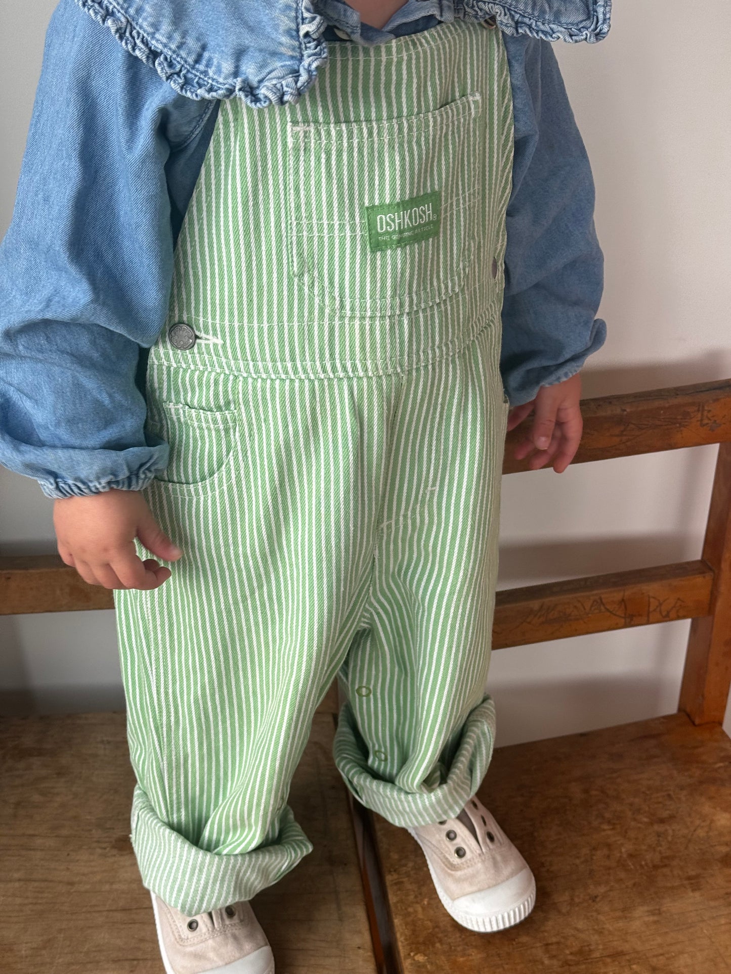 *rare colour - avocado stripe Oshkosh overalls - 2/3Y