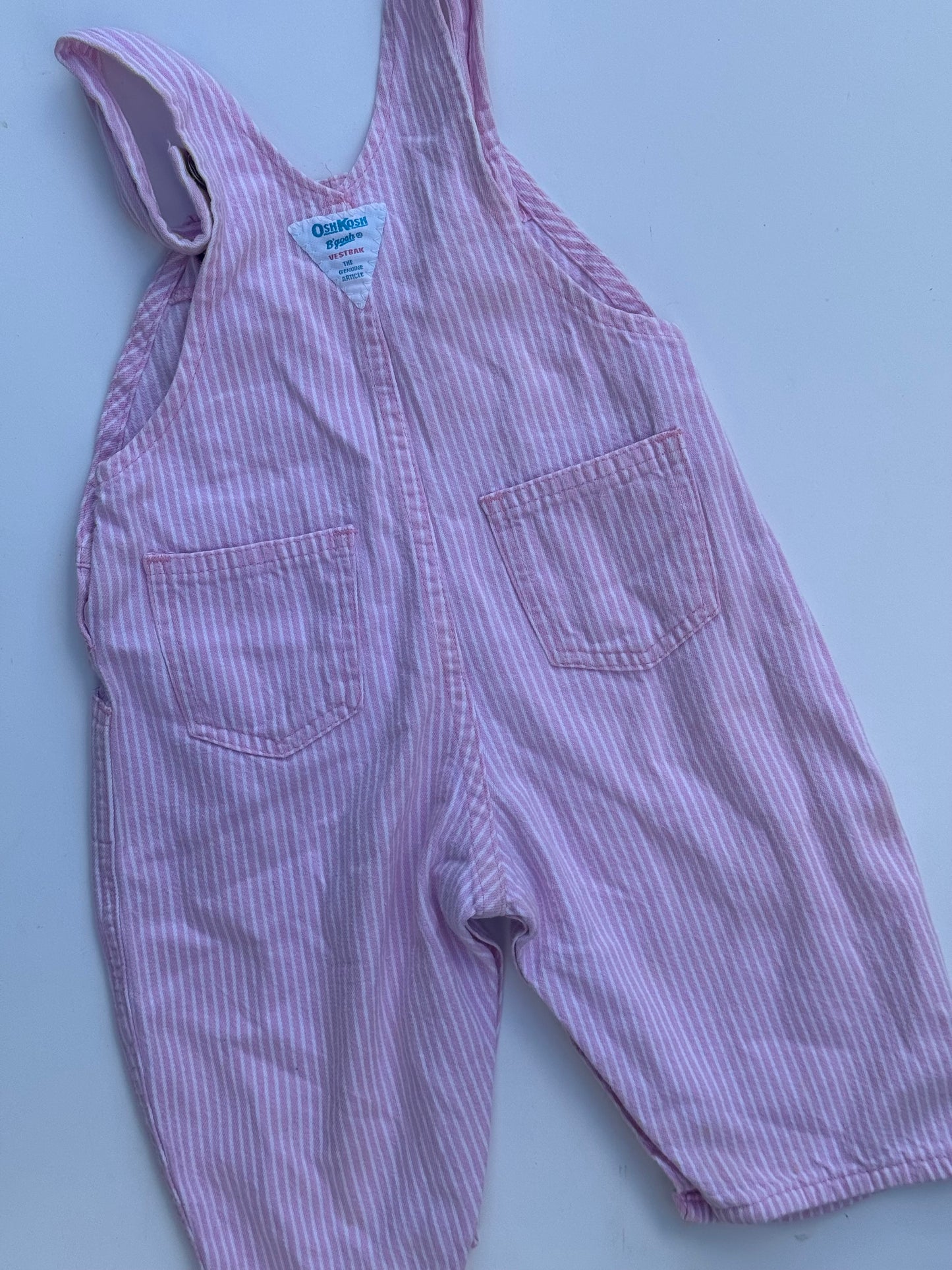 pink striped Oshkosh overalls - 6/12m