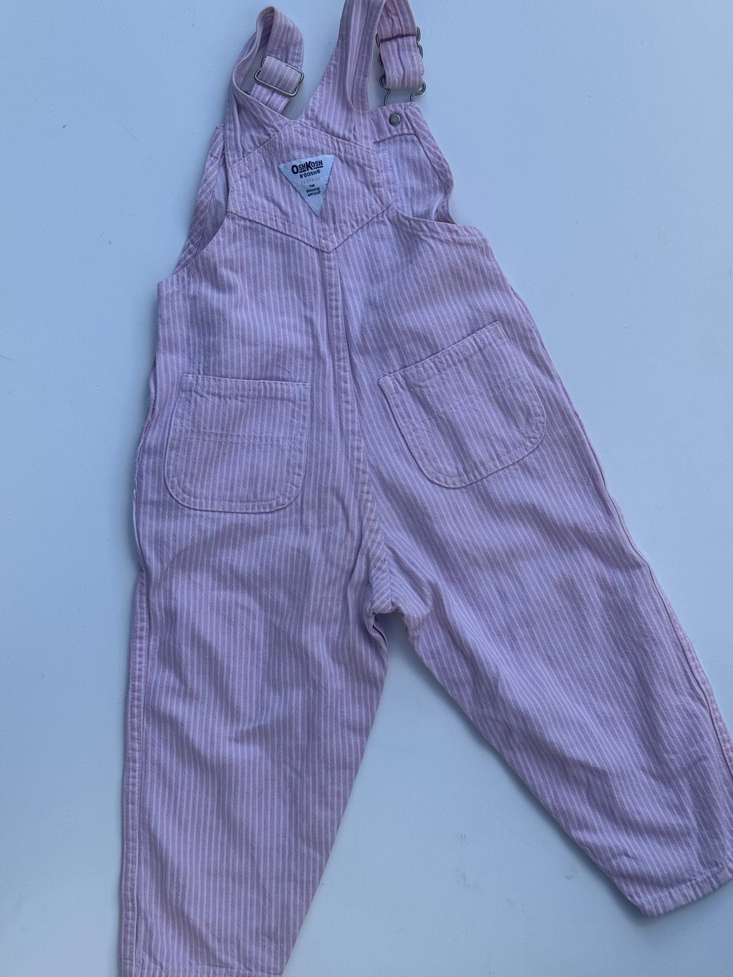 pink stripe Oshkosh overalls - 2/3Y