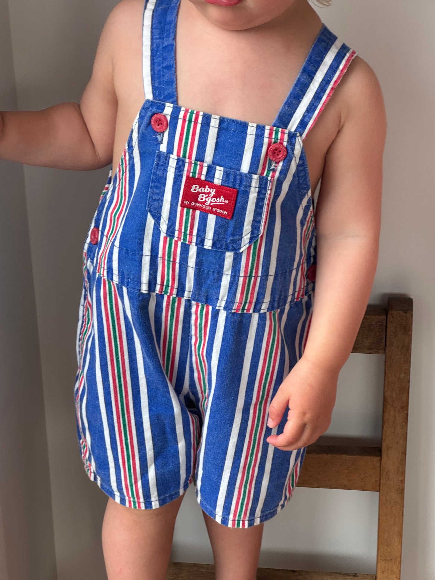 striped Oshkosh shortalls - 18m/2Y