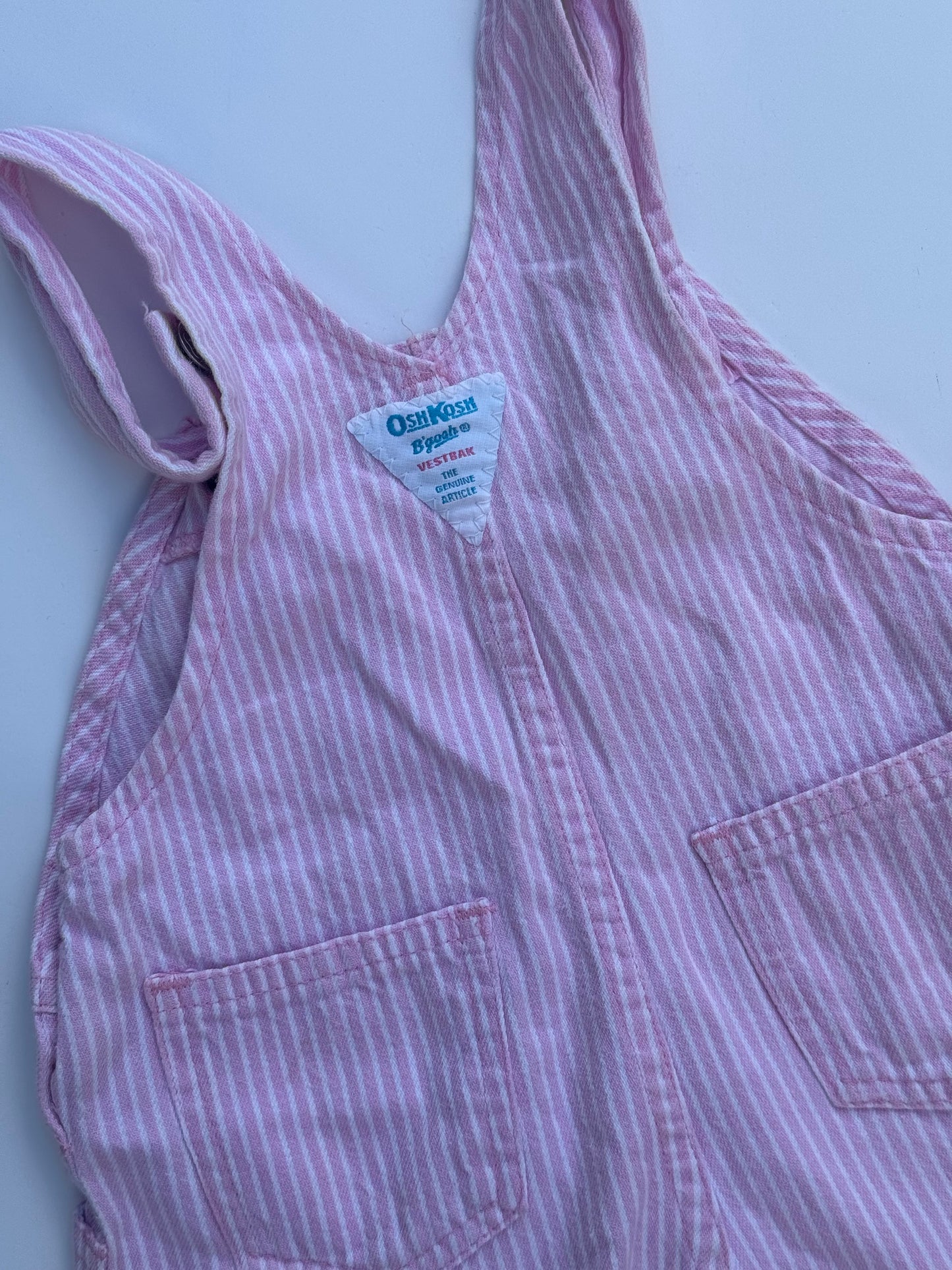 pink striped Oshkosh overalls - 6/12m