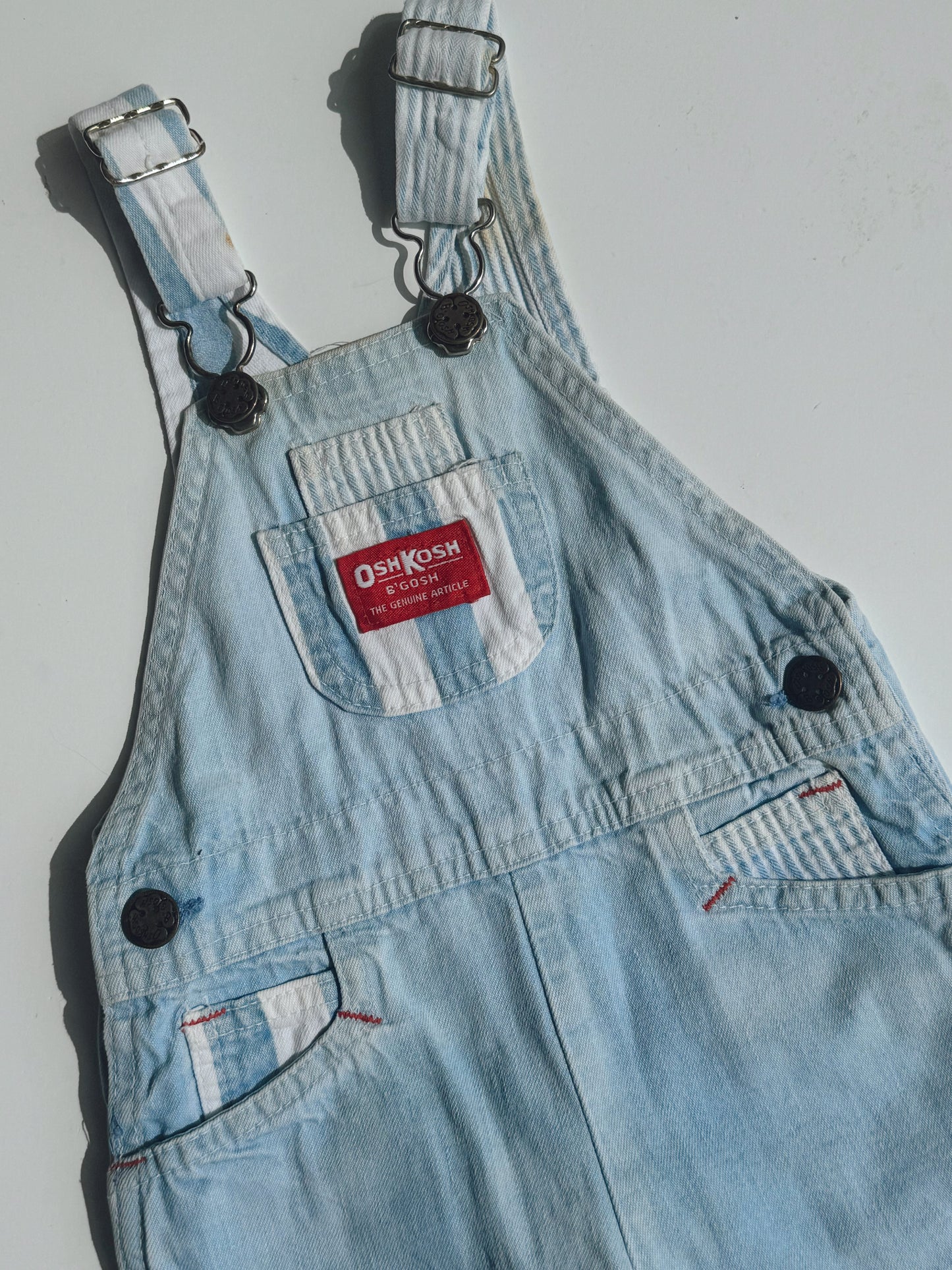 light denim stripe overalls - 9-18m