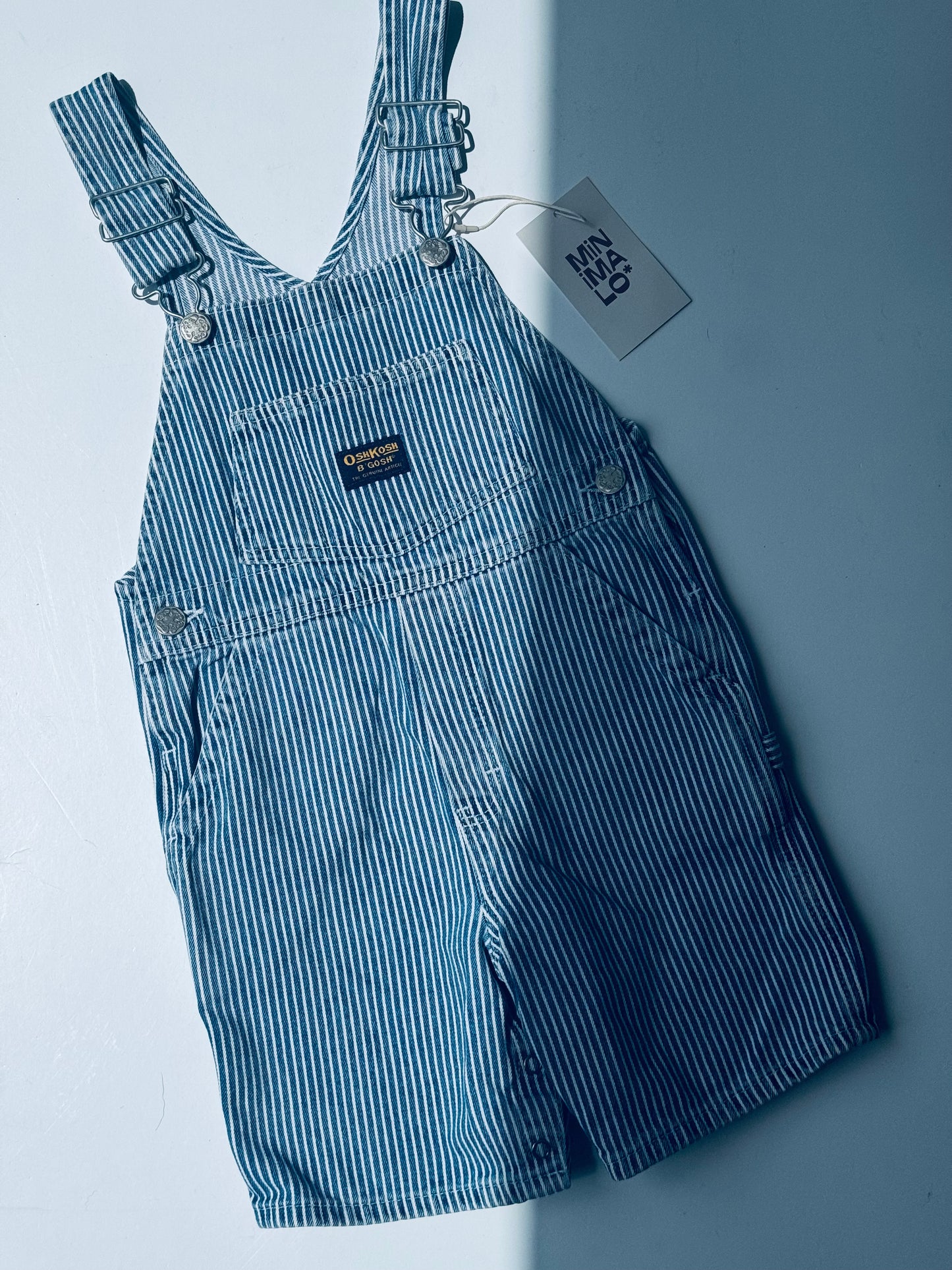 hickory stripe Oshkosh shortalls - 3/4Y