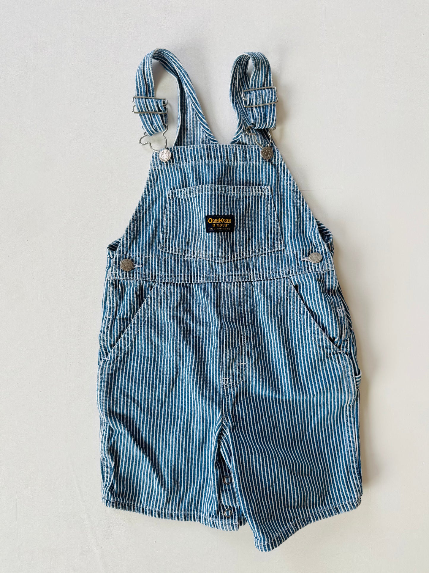 denim hickory Oshkosh shortalls - 4Y - 6Y