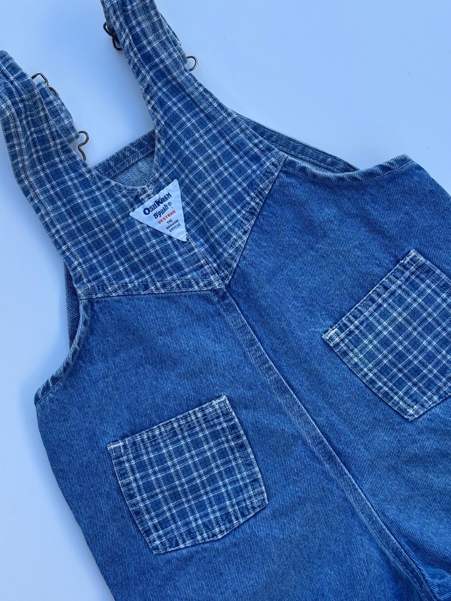 denim/check Oshkosh shortalls - 3/4Y