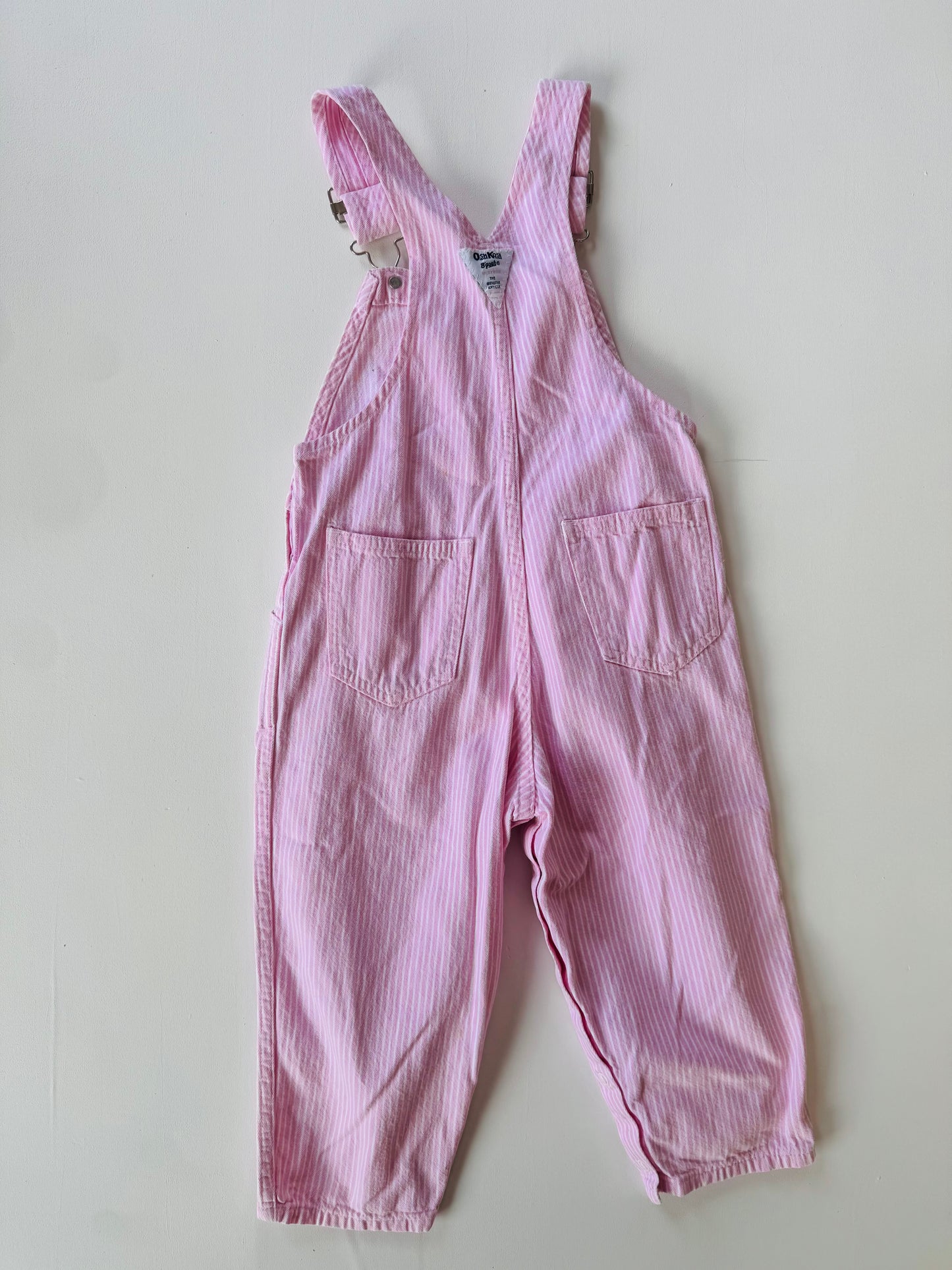 pink striped Oshkosh overalls - 3-5Y