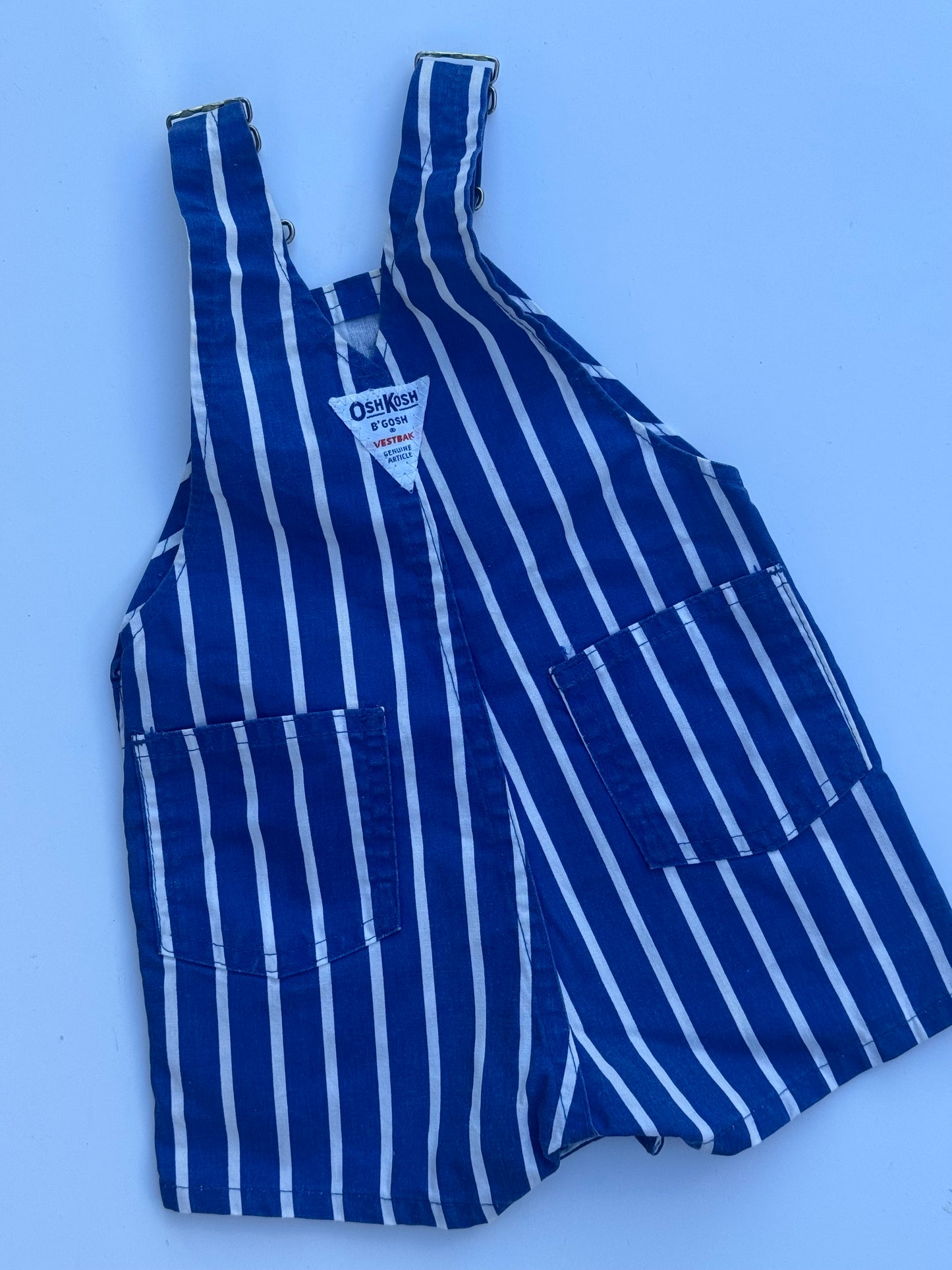 blue stripe Oshkosh shortalls - 6-12m