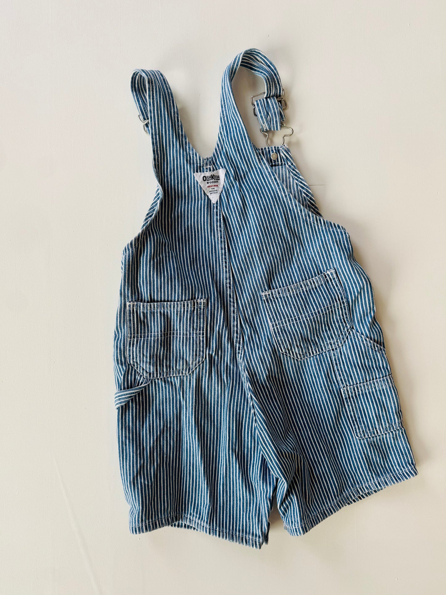 denim hickory Oshkosh shortalls - 4Y - 6Y