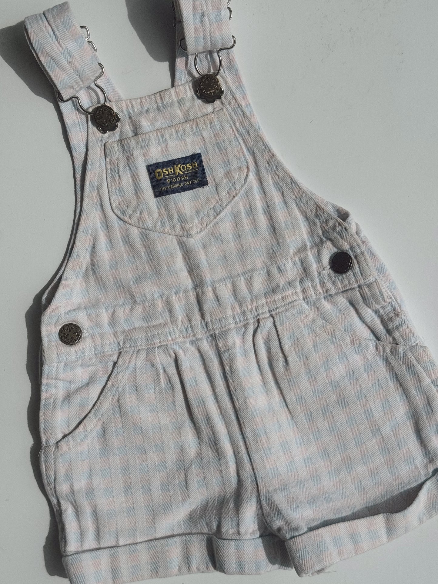 light pink/blue Oshkosh shortalls 1Y-2Y