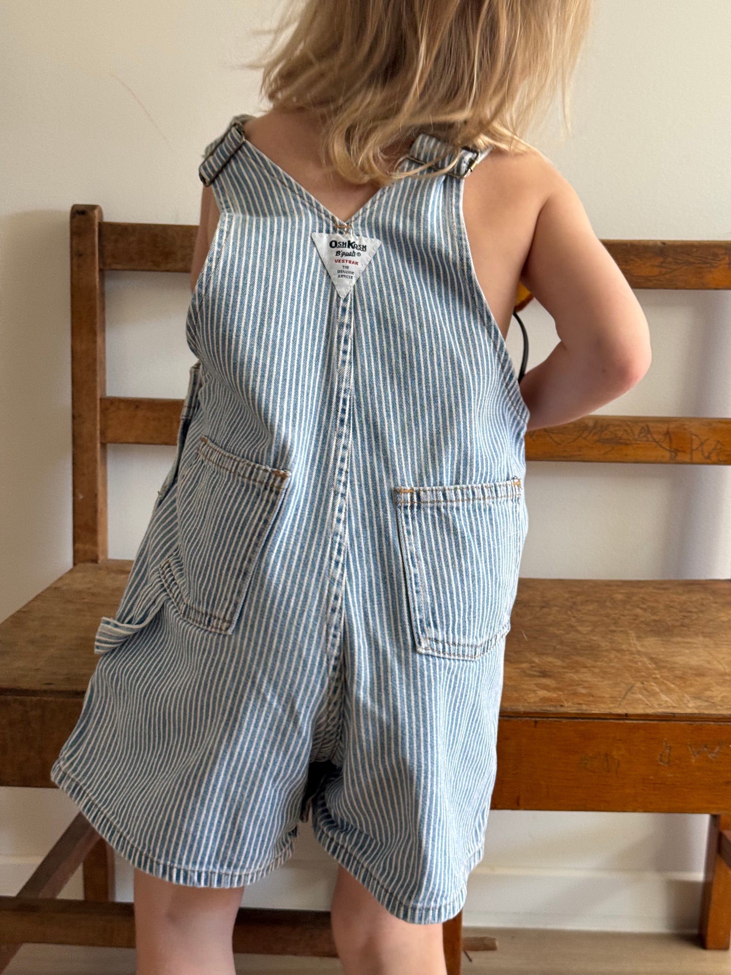 hickory stripe Oshkosh shortalls - 3Y