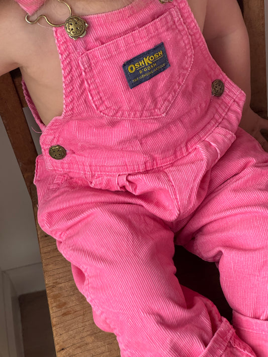 candy pink Oshkosh overalls - 2/3Y