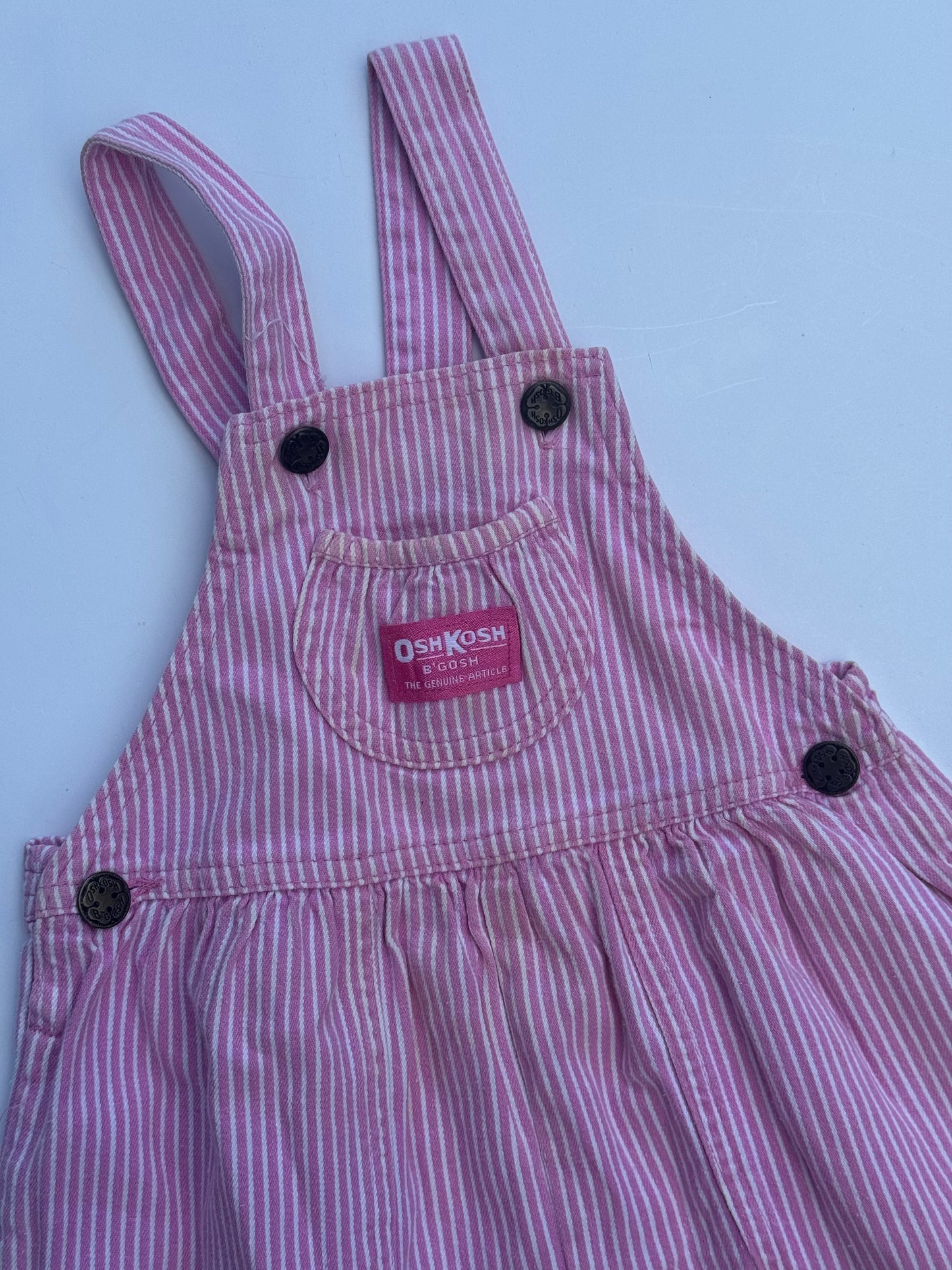 pink stripe bubble overalls - 3Y