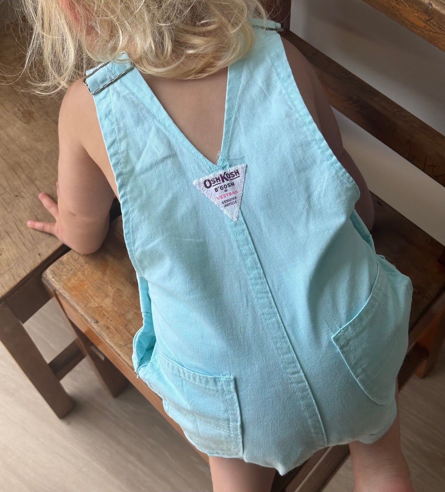 Aqua blue Oshkosh shortalls - 12m/18m