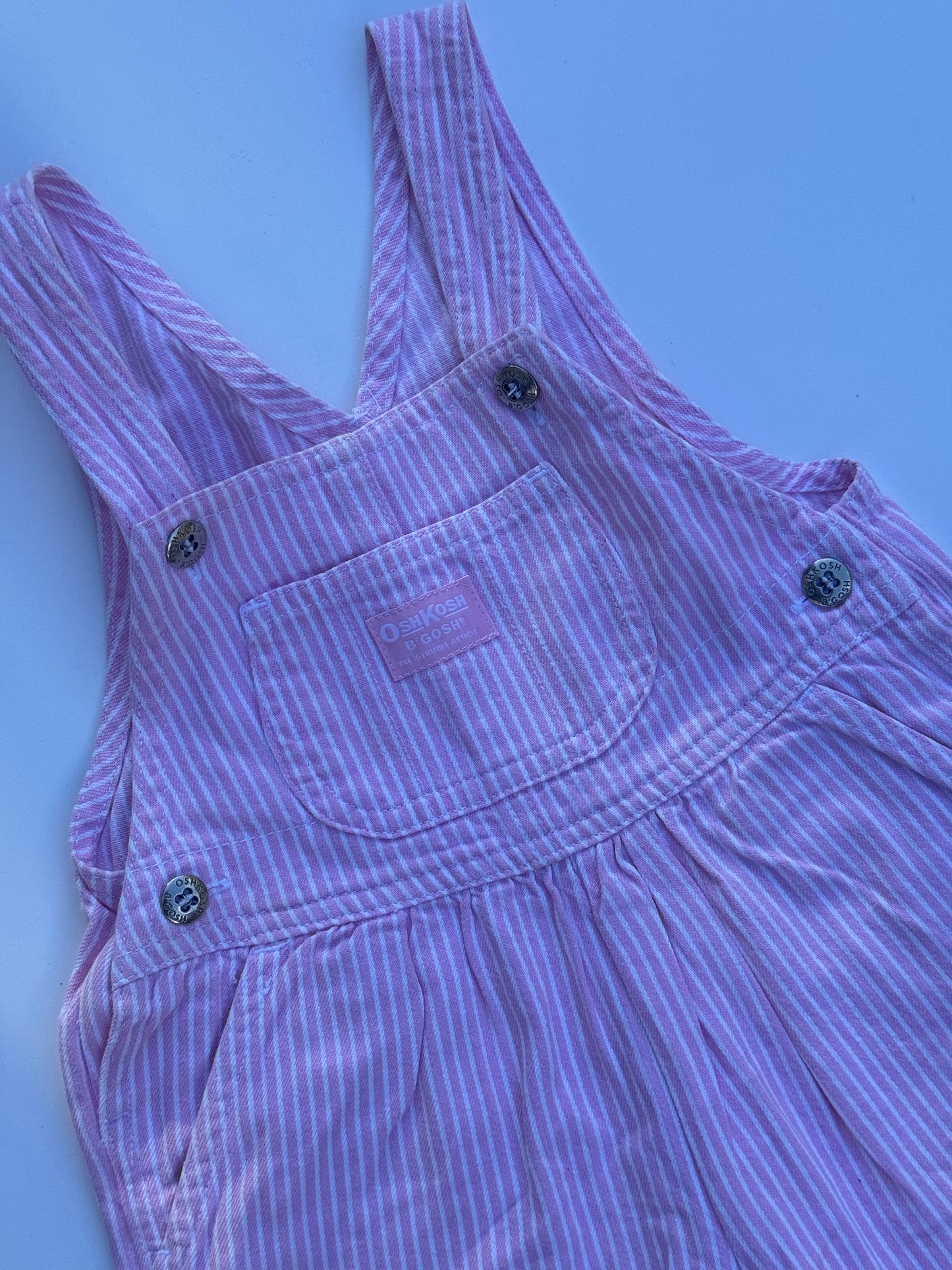 pink stripe Oshkosh overalls - 3/6m