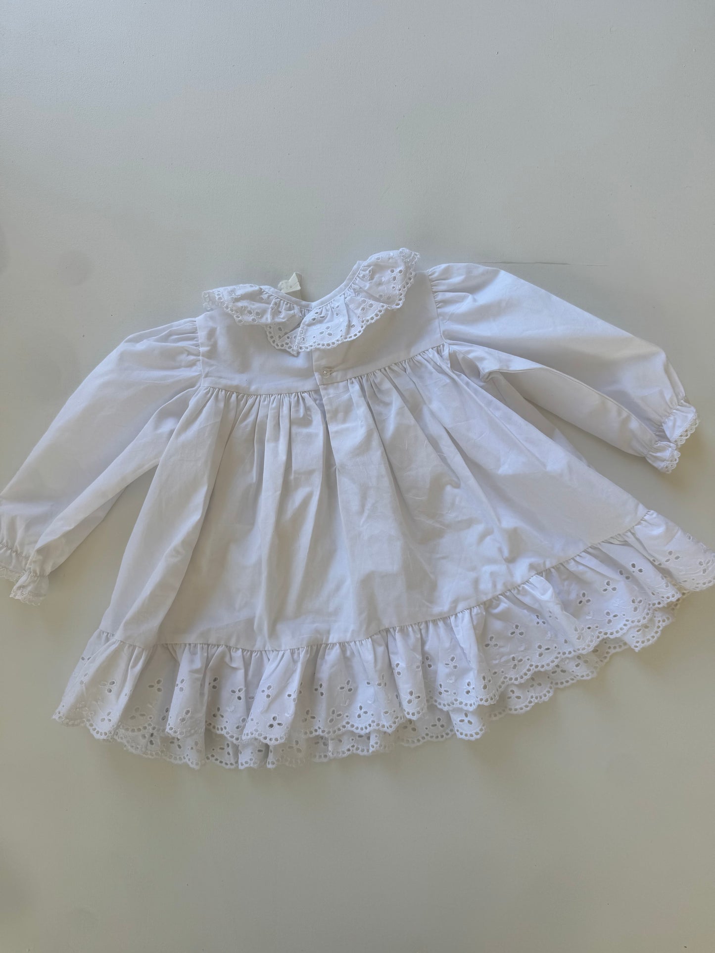 vintage white lace smock dress - 1Y