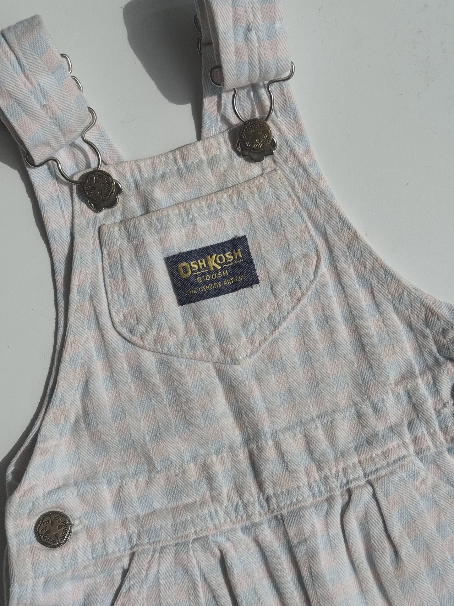 light pink/blue Oshkosh shortalls 1Y-2Y