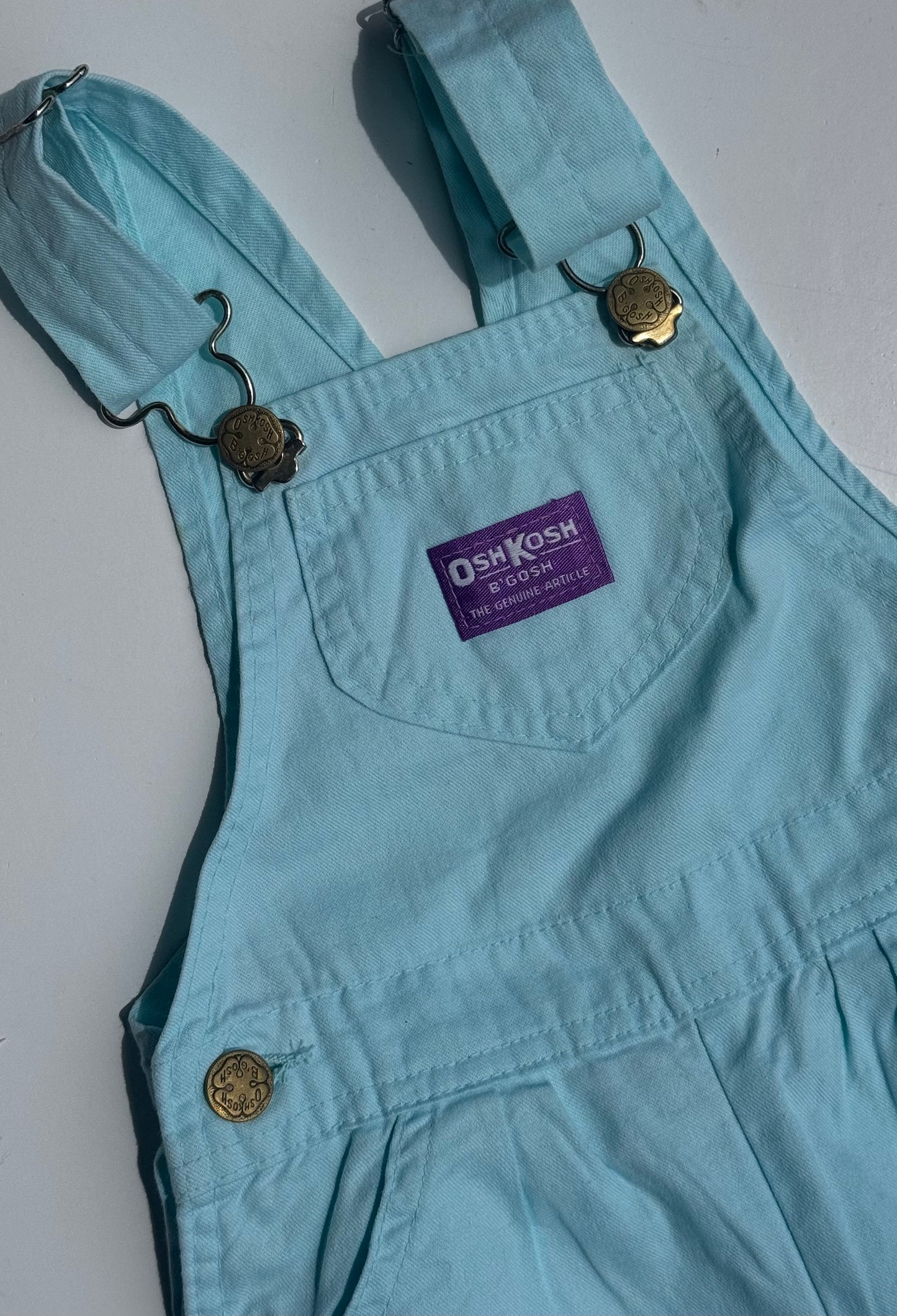 Aqua blue Oshkosh shortalls - 12m/18m