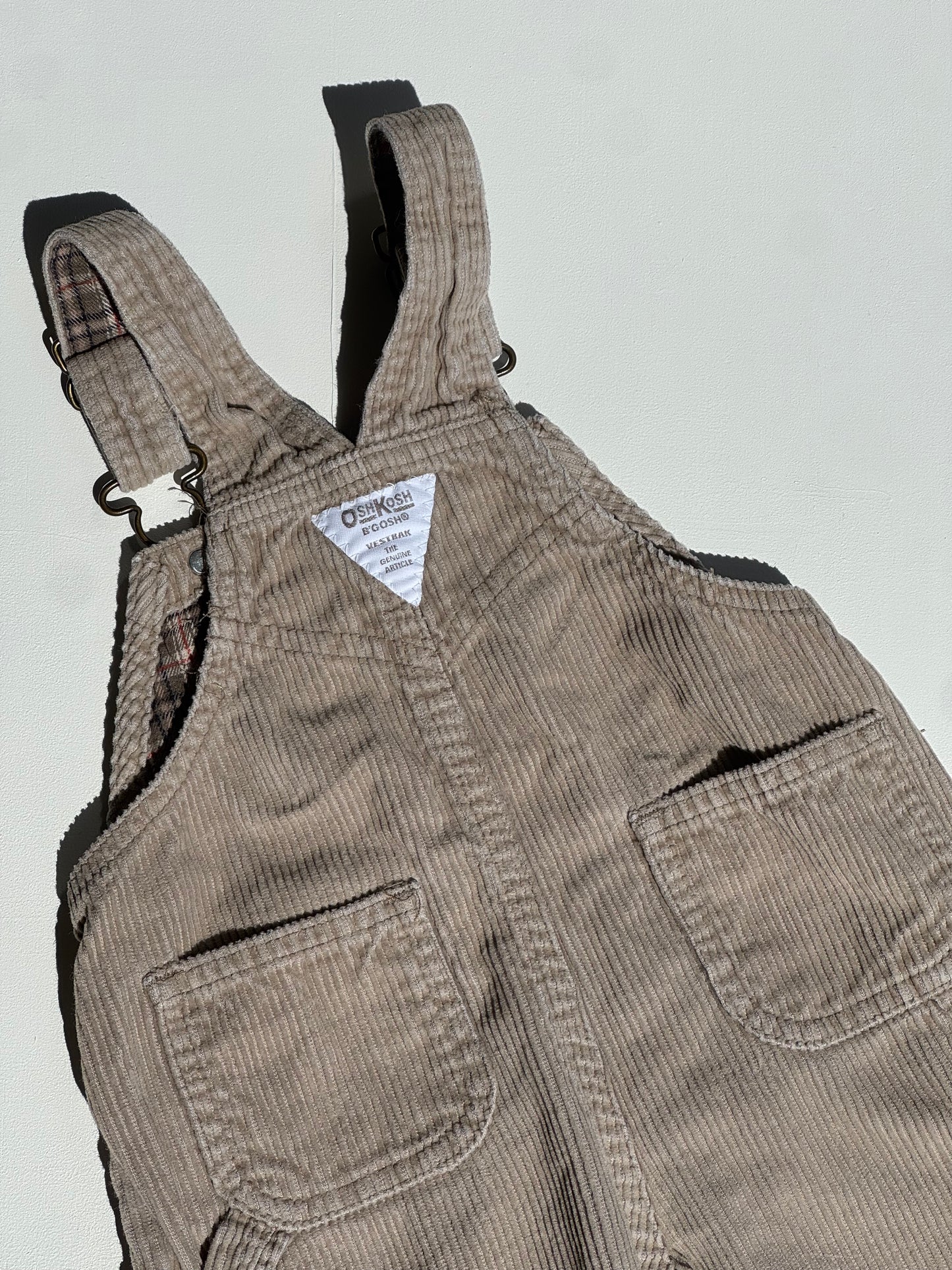 Beige corduroy Oshkosh overalls- 12m -2years