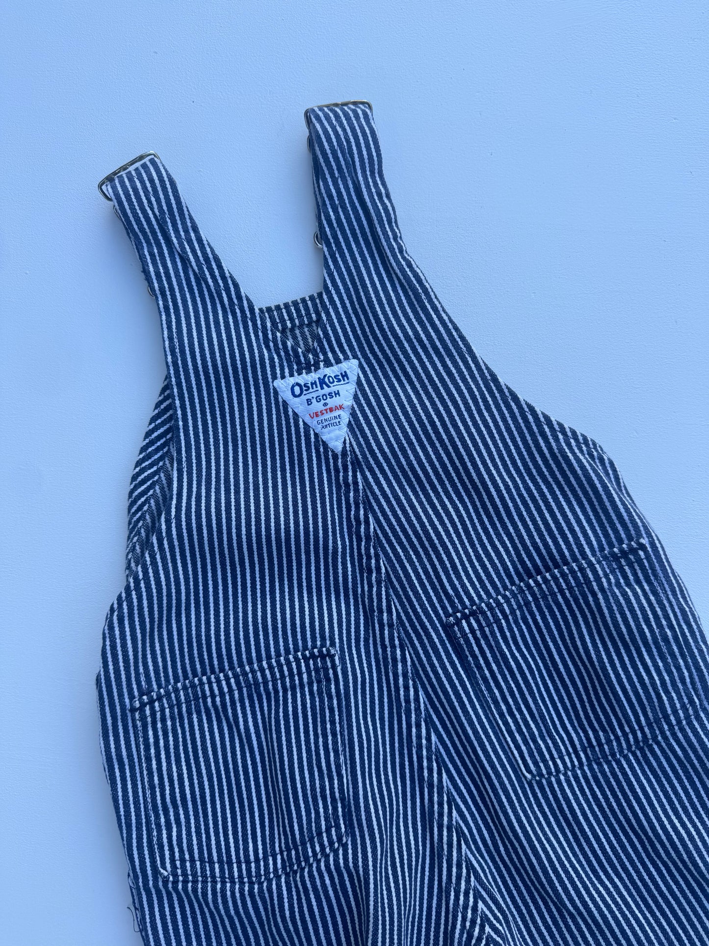navy striped Oshkosh overalls - 6m - 18m