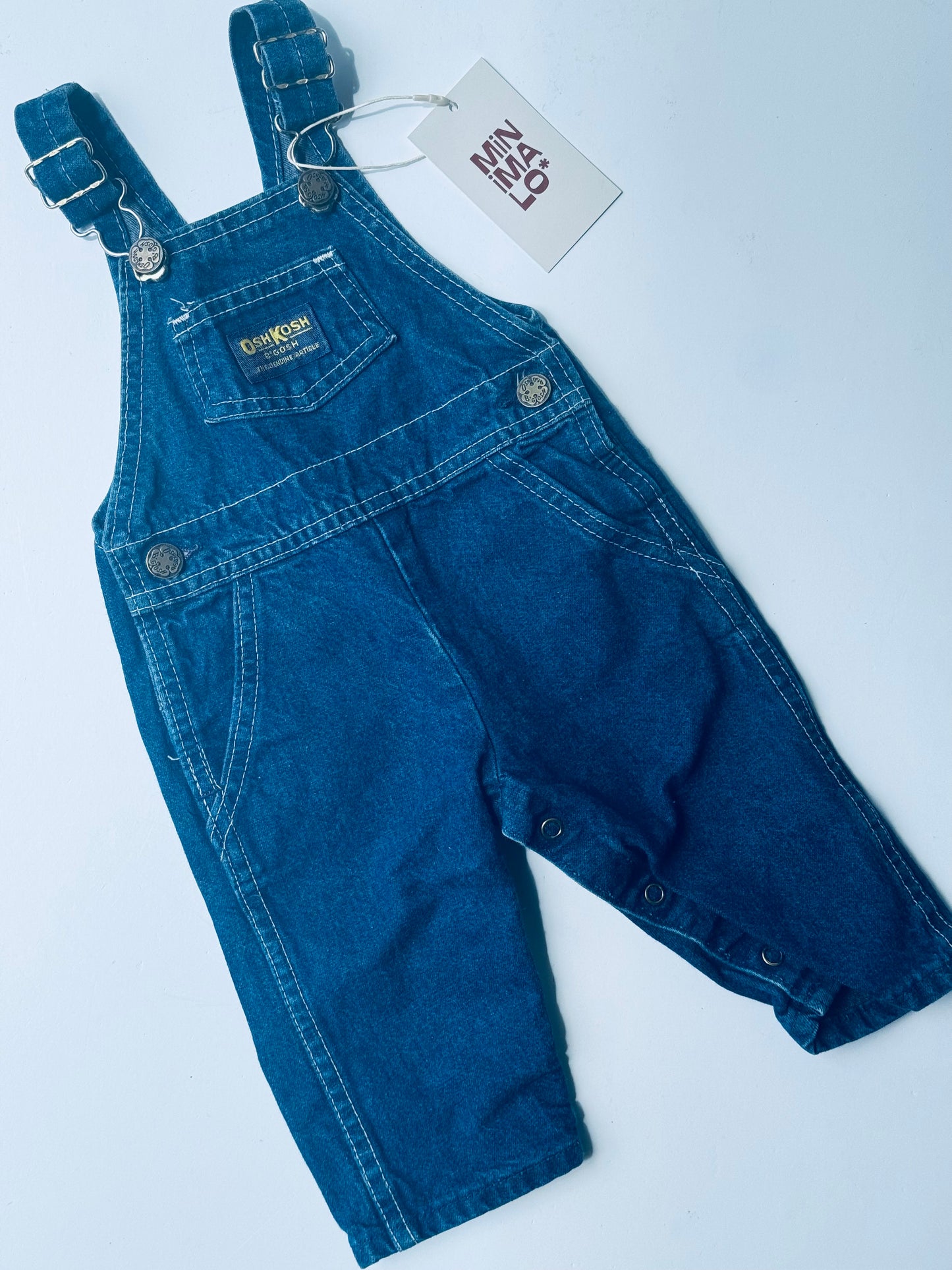 classic dark denim Oshkosh overalls - 3/6m