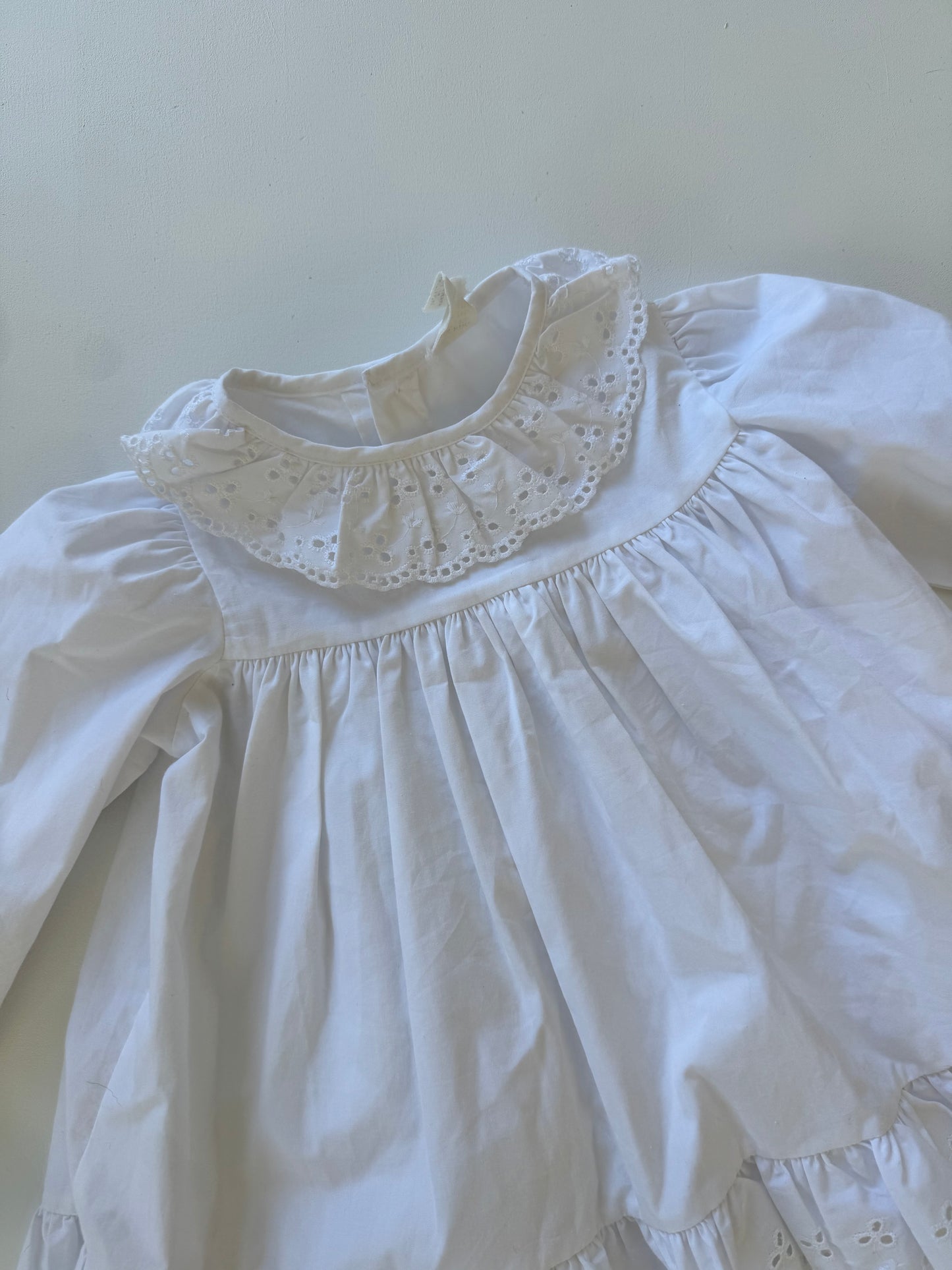 vintage white lace smock dress - 1Y